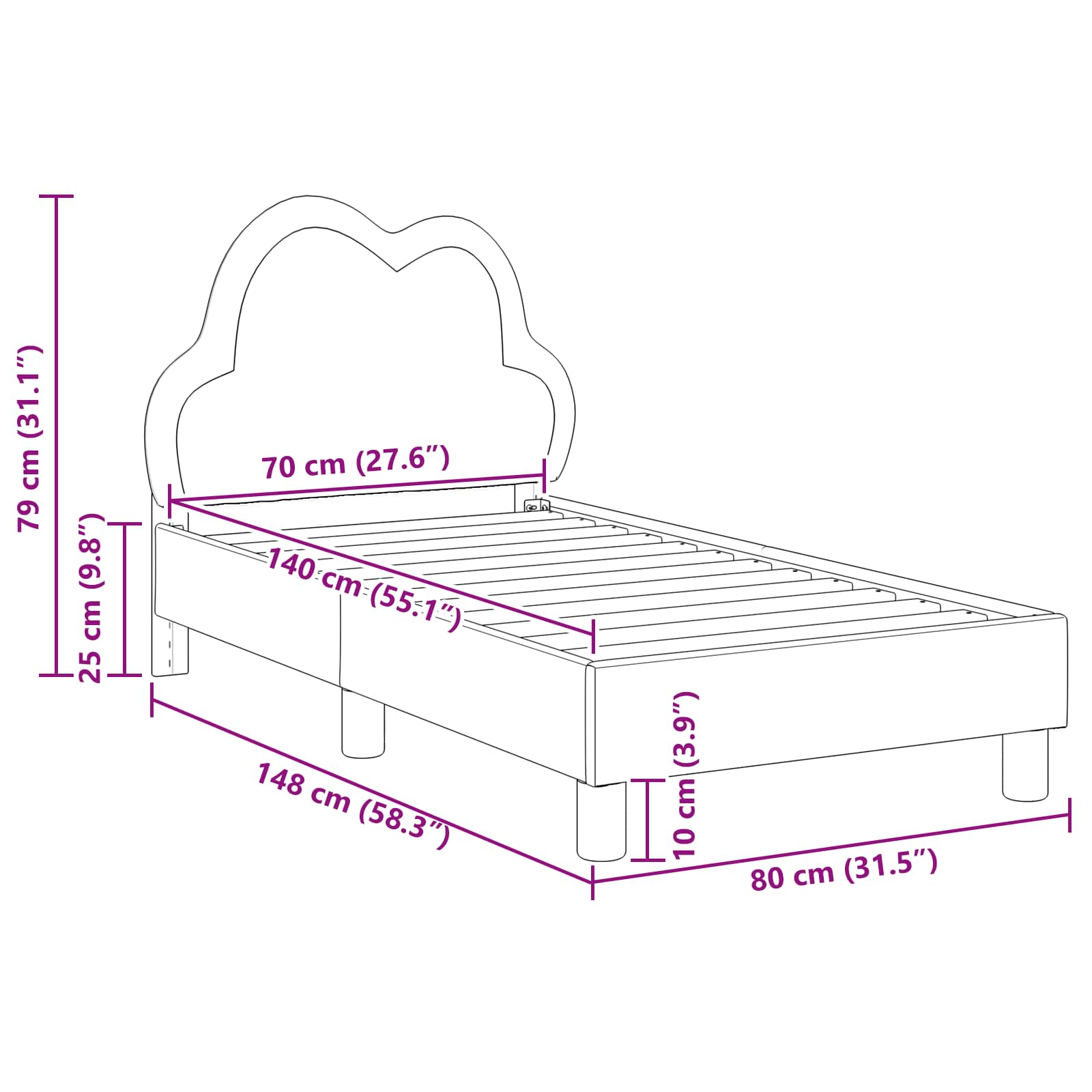 Peuterbedframe met hoofdbord Blauw 70 x 140 cm PU is nu te koop bij PeponiXL, paradijselijk wonen!
