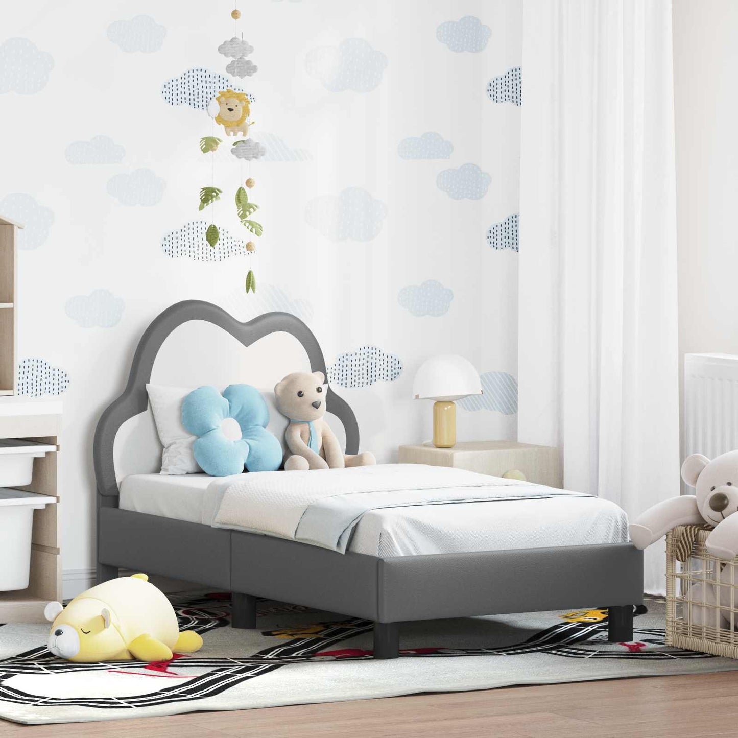 Peuterbedframe met hoofdbord Lichtgrijs 70 x 140 cm PU is nu te koop bij PeponiXL, paradijselijk wonen!