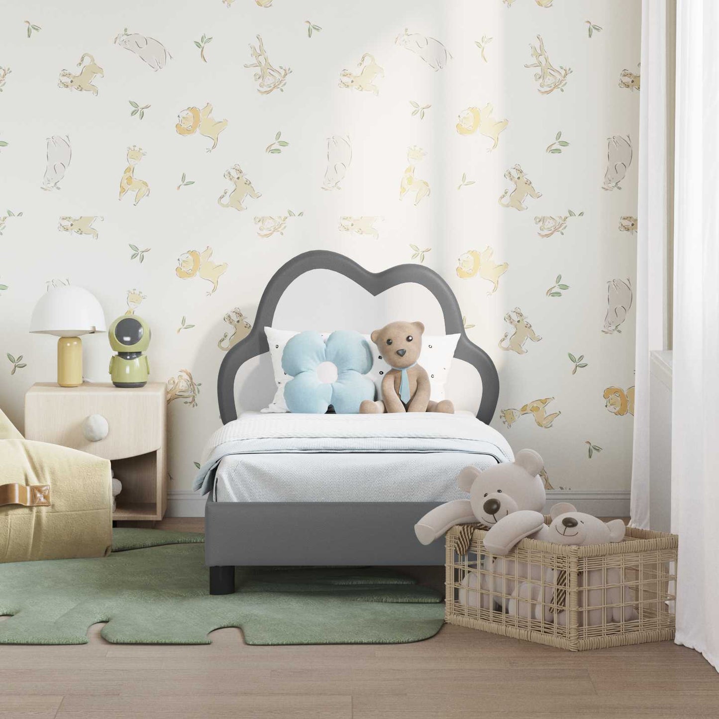 Peuterbedframe met hoofdbord Lichtgrijs 70 x 140 cm PU is nu te koop bij PeponiXL, paradijselijk wonen!