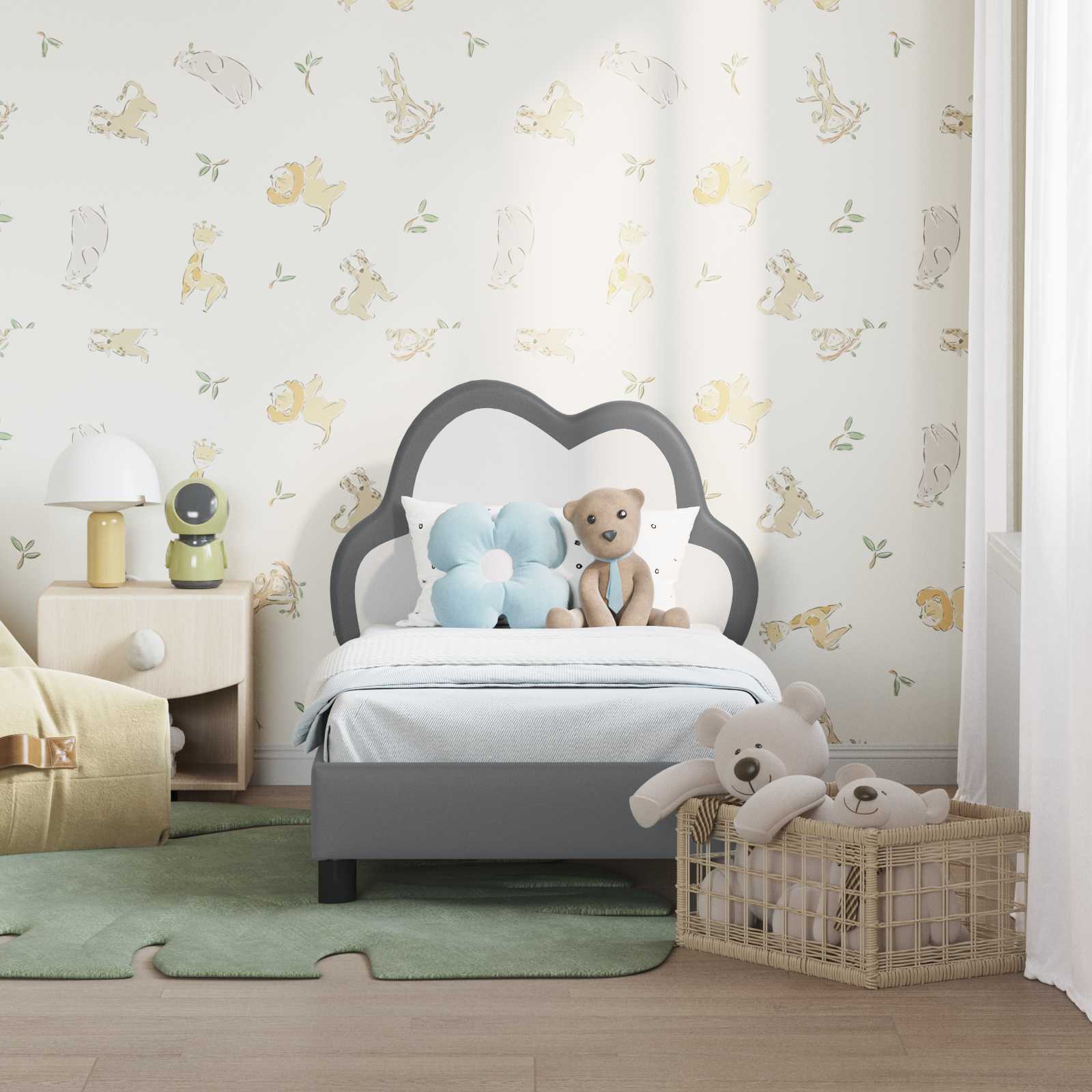Peuterbedframe met hoofdbord Lichtgrijs 70 x 140 cm PU is nu te koop bij PeponiXL, paradijselijk wonen!