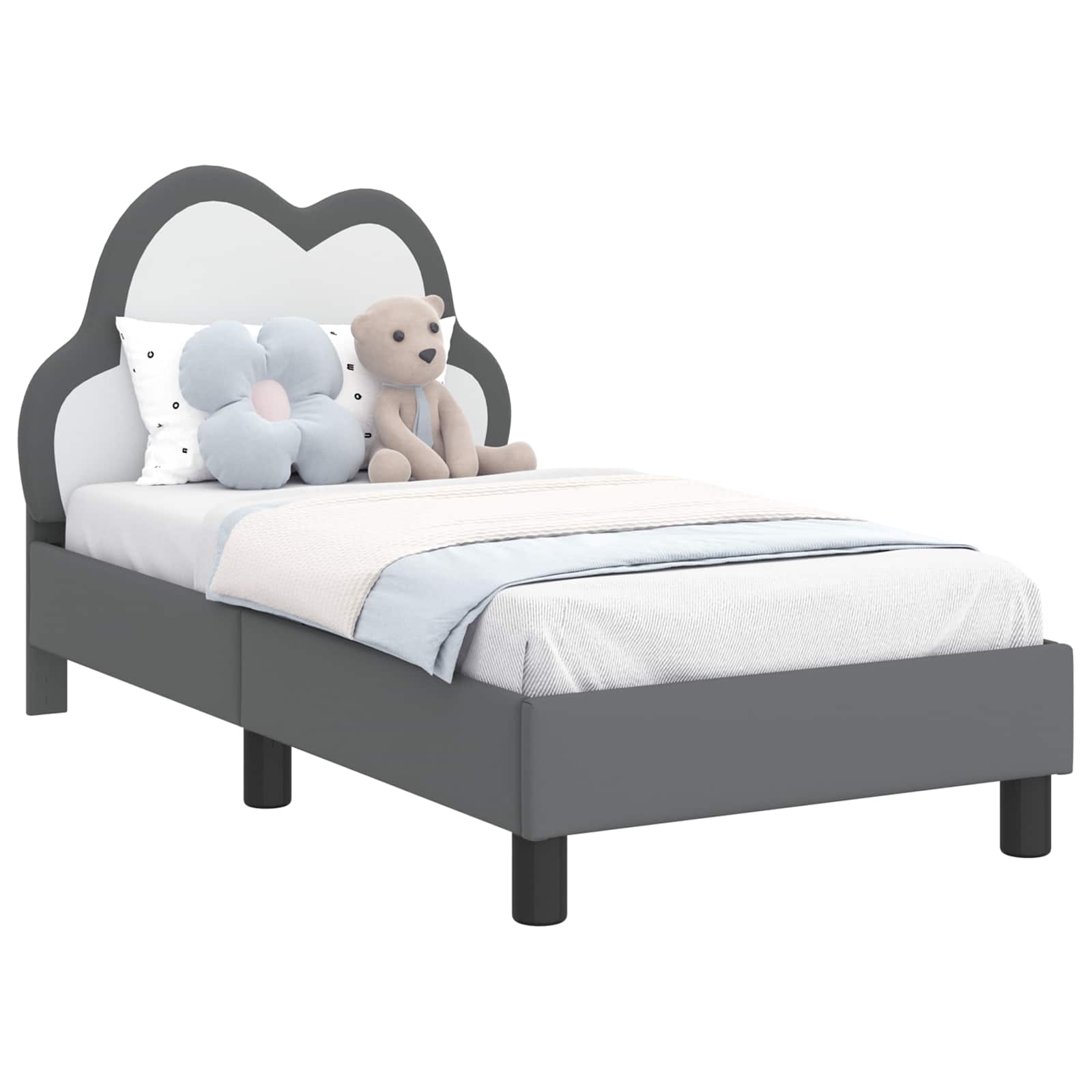 Peuterbedframe met hoofdbord Lichtgrijs 70 x 140 cm PU is nu te koop bij PeponiXL, paradijselijk wonen!