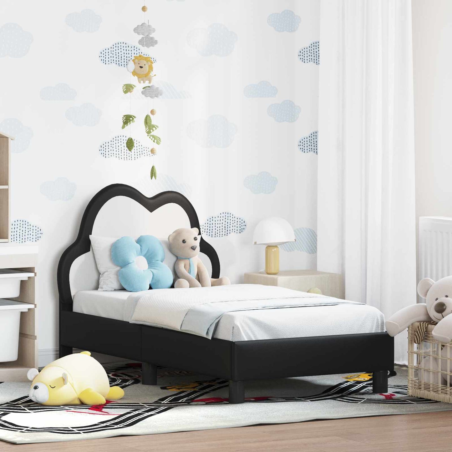 Peuterbedframe met hoofdbord Zwart 70 x 140 cm PU is nu te koop bij PeponiXL, paradijselijk wonen!