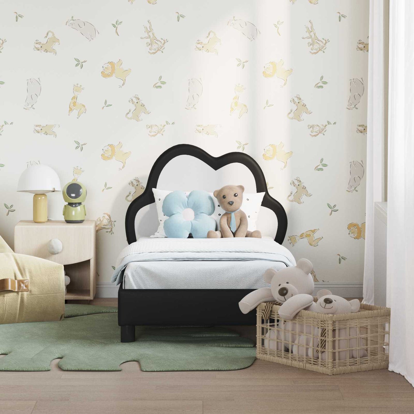 Peuterbedframe met hoofdbord Zwart 70 x 140 cm PU is nu te koop bij PeponiXL, paradijselijk wonen!