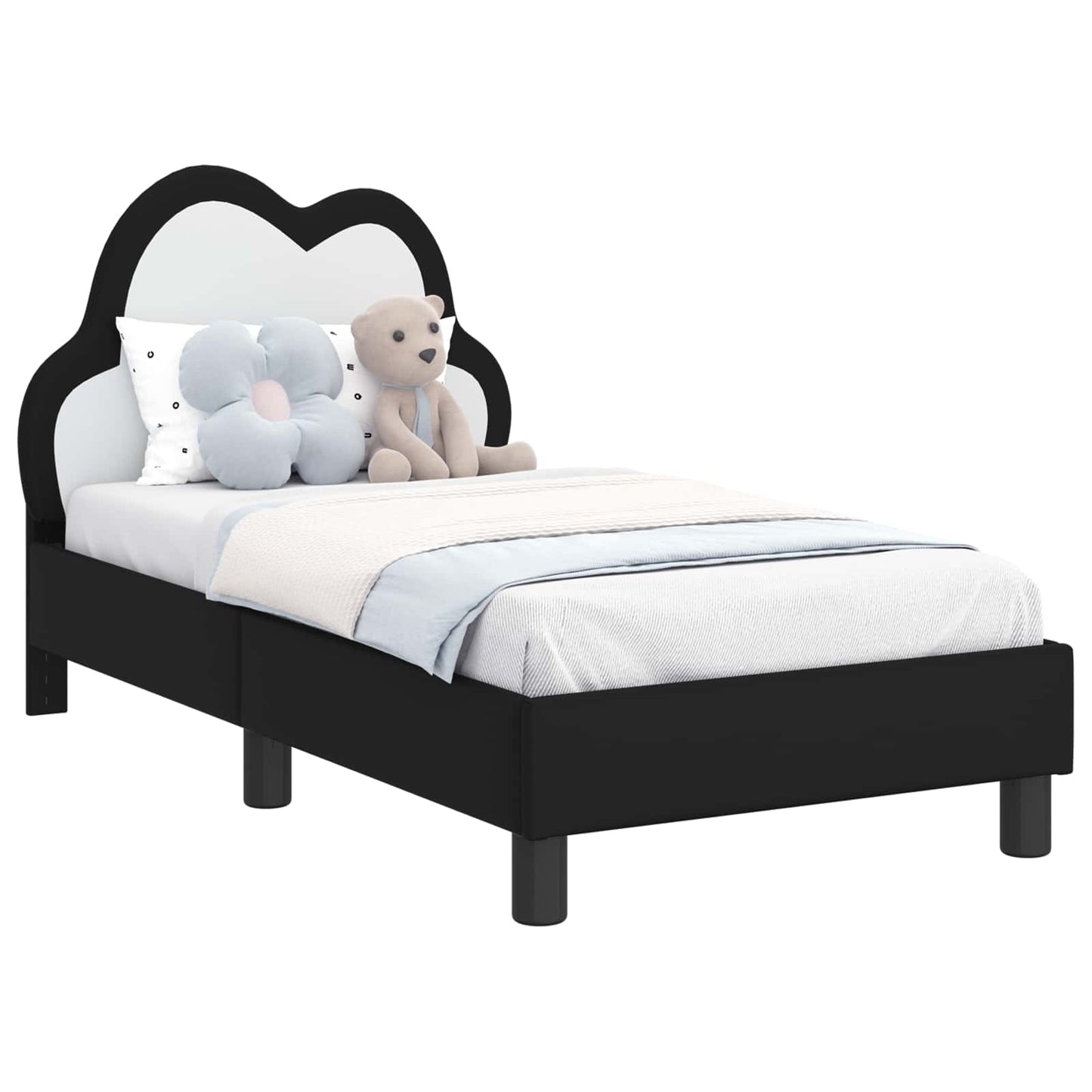 Peuterbedframe met hoofdbord Zwart 70 x 140 cm PU is nu te koop bij PeponiXL, paradijselijk wonen!
