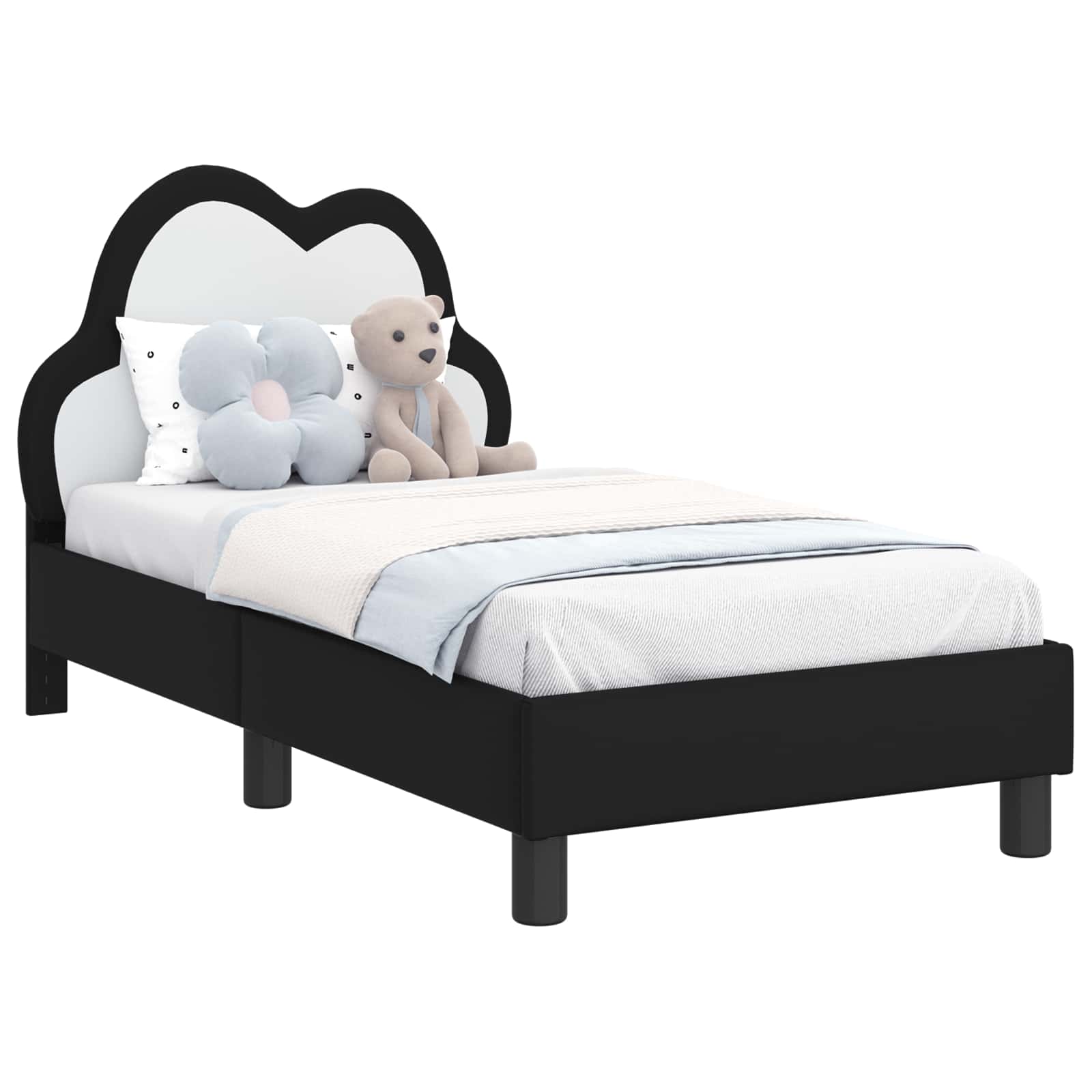 Peuterbedframe met hoofdbord Zwart 70 x 140 cm PU is nu te koop bij PeponiXL, paradijselijk wonen!