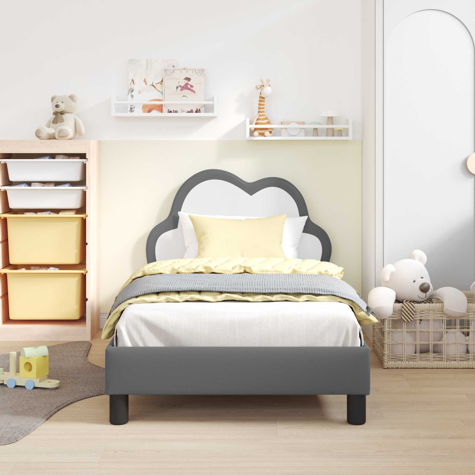 Bedframe voor kinderen met hoofdbord Lichtgrijs 80 x 160 cm PU is nu te koop bij PeponiXL, paradijselijk wonen!