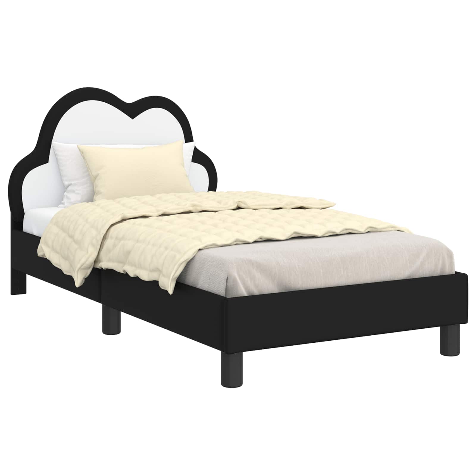 Bedframe voor kinderen met hoofdbord Zwart 80 x 160 cm PU is nu te koop bij PeponiXL, paradijselijk wonen!