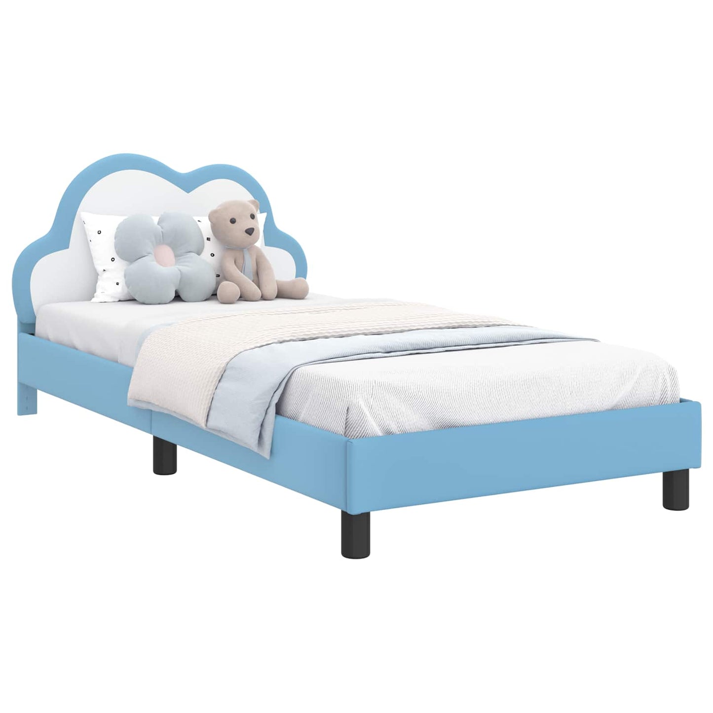 Bedframe voor kinderen met hoofdbord Blauw 80 x 200 cm PU is nu te koop bij PeponiXL, paradijselijk wonen!