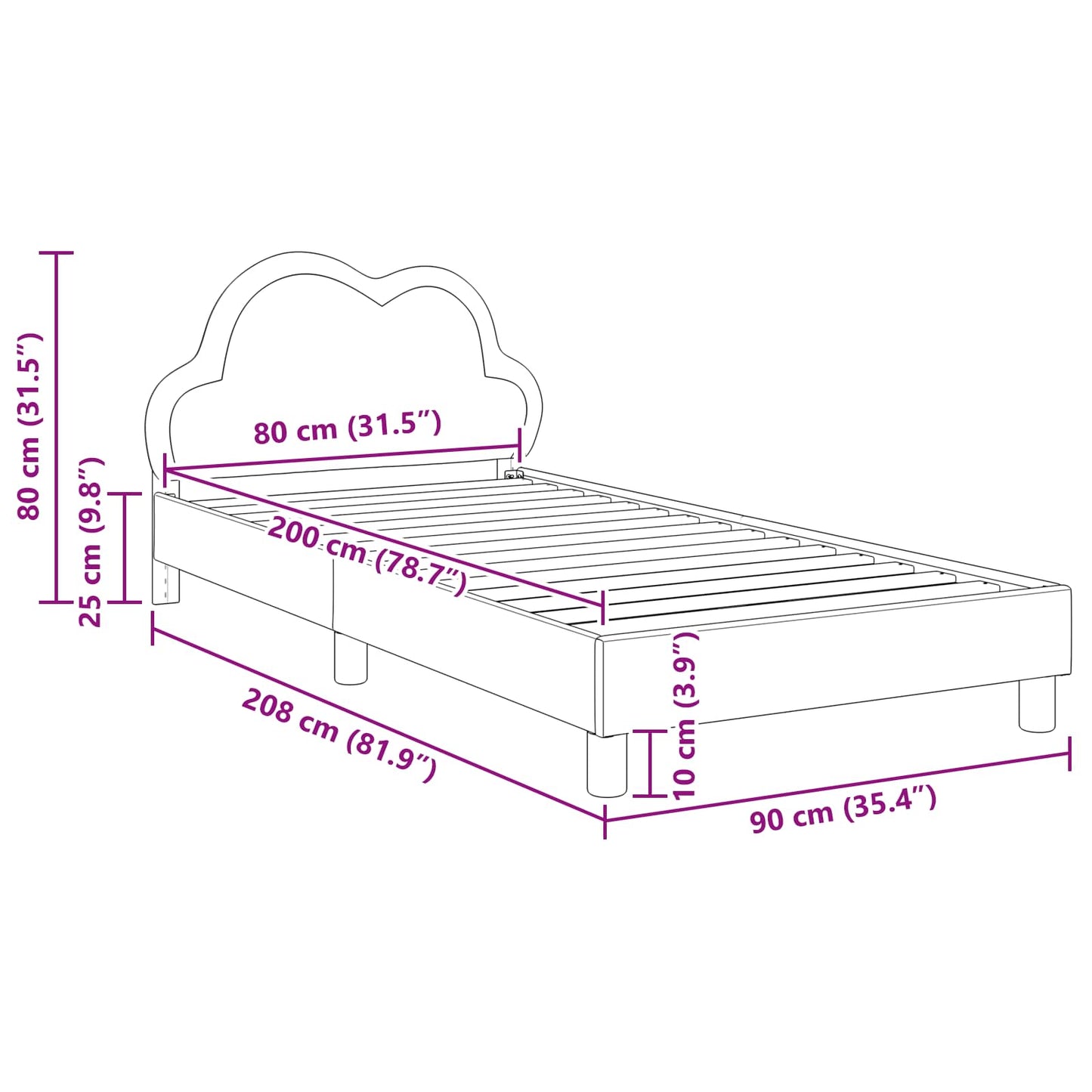 Bedframe voor kinderen met hoofdbord Blauw 80 x 200 cm PU is nu te koop bij PeponiXL, paradijselijk wonen!