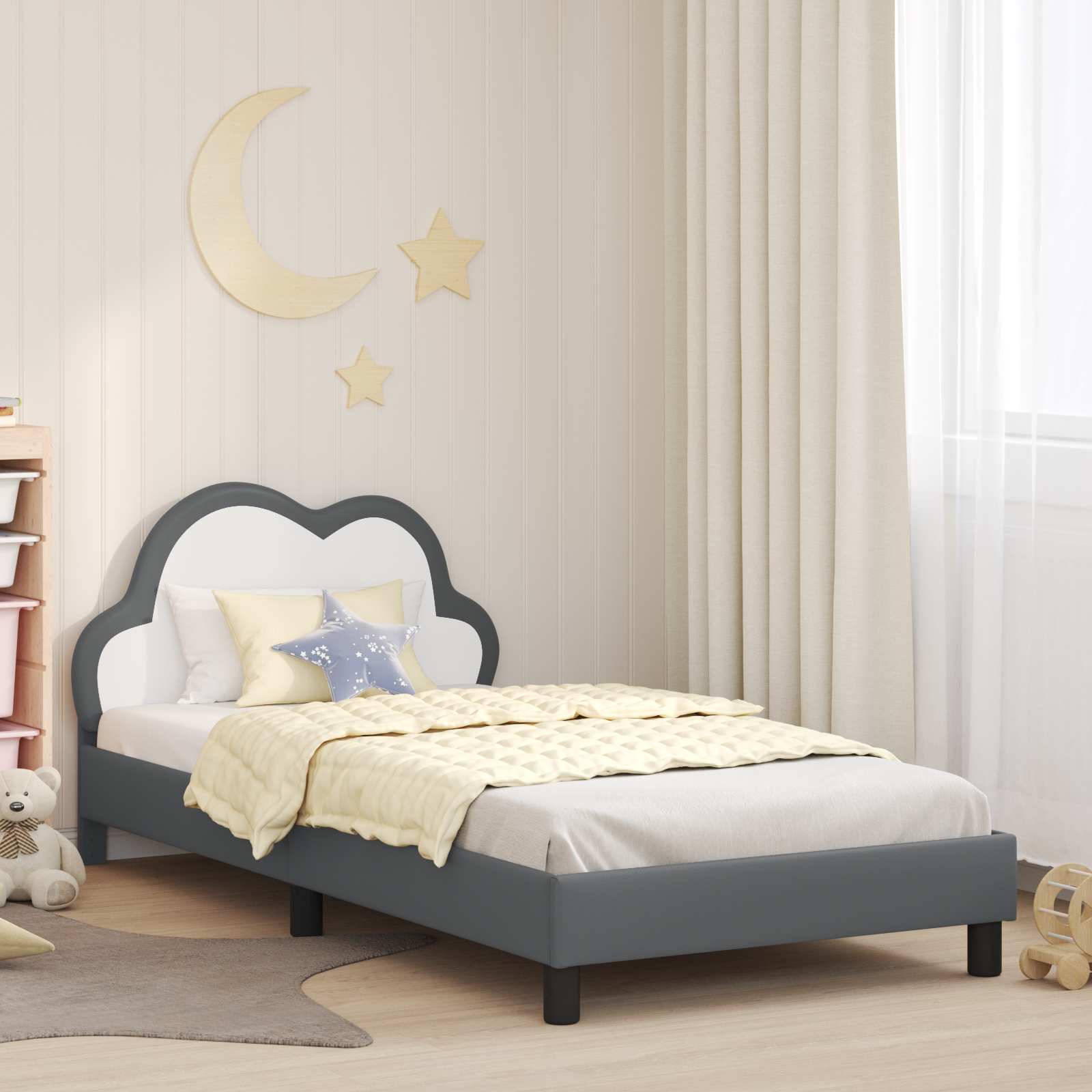 Bedframe voor kinderen met hoofdbord Lichtgrijs 80 x 200 cm PU is nu te koop bij PeponiXL, paradijselijk wonen!