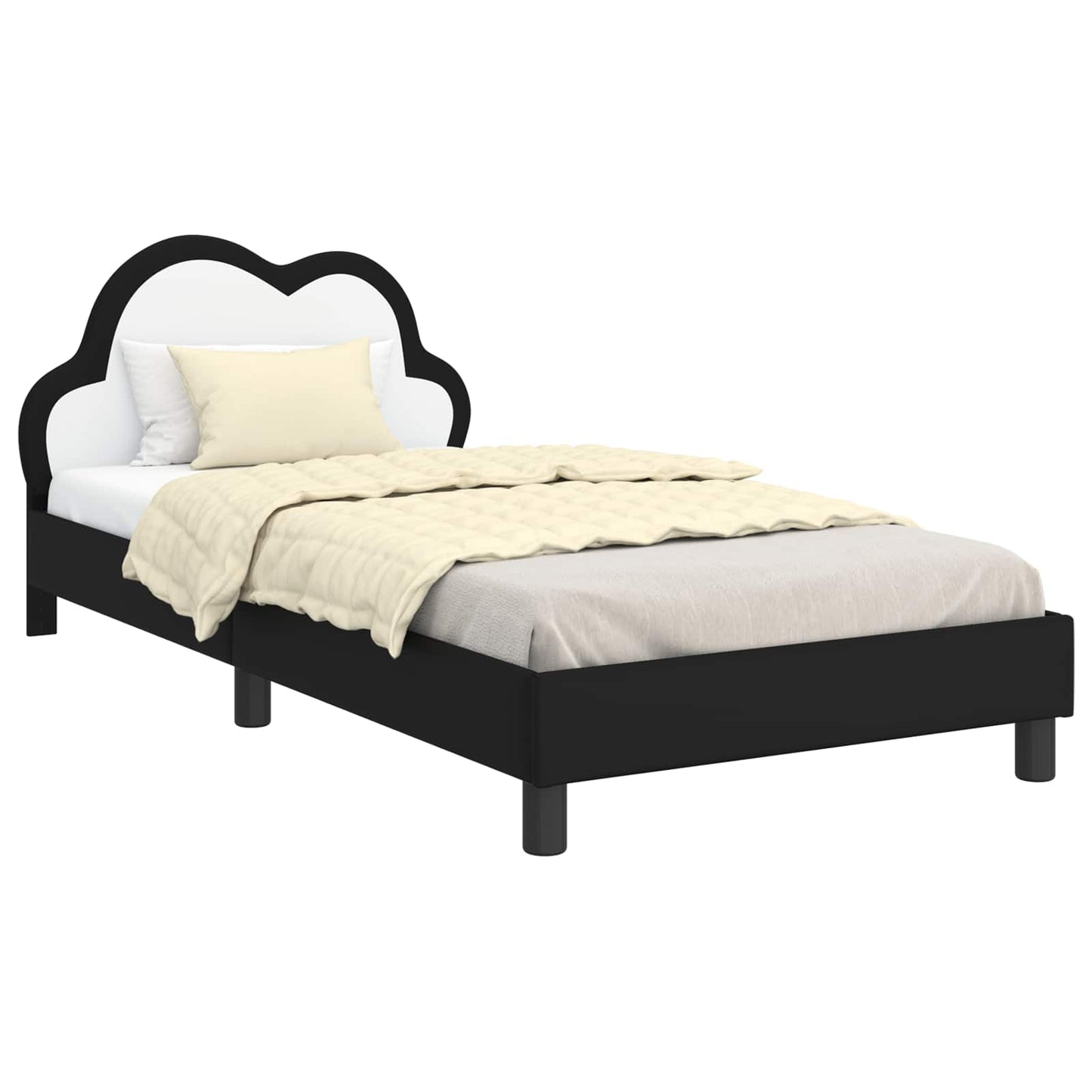Bedframe voor kinderen met hoofdbord Zwart 90 x 190 cm PU is nu te koop bij PeponiXL, paradijselijk wonen!