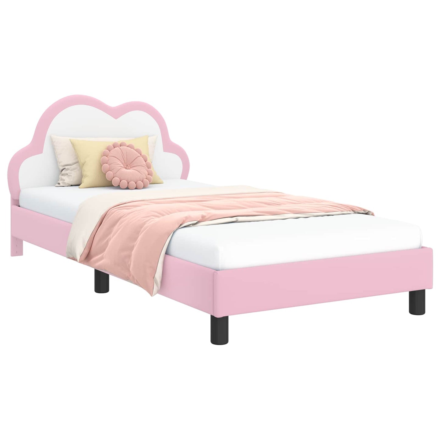 Bedframe voor kinderen met hoofdbord Roze 90 x 200 cm PU is nu te koop bij PeponiXL, paradijselijk wonen!