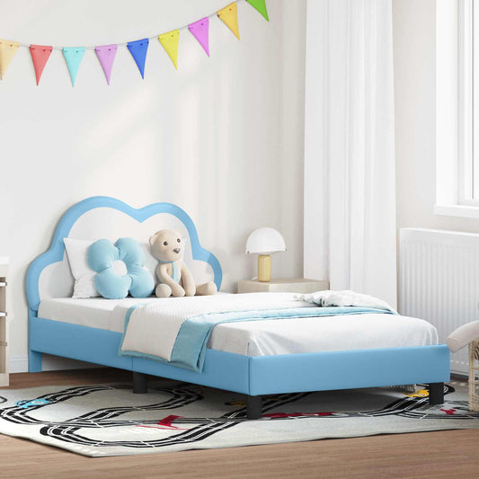 Bedframe voor kinderen met hoofdbord Blauw 90 x 200 cm PU is nu te koop bij PeponiXL, paradijselijk wonen!