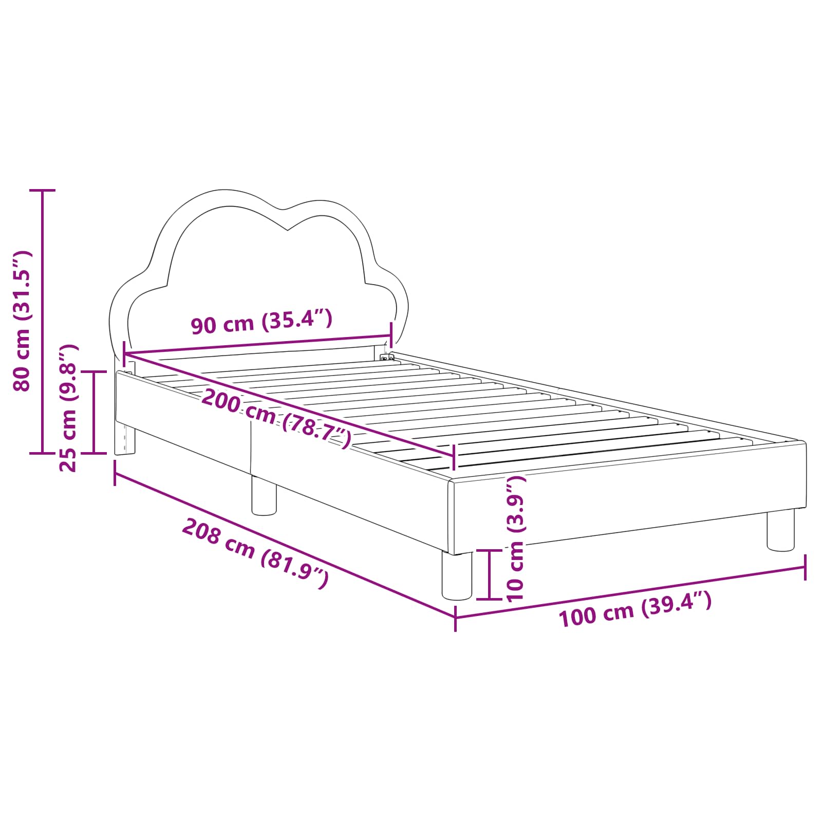 Bedframe voor kinderen met hoofdbord Lichtgrijs 90 x 200 cm PU is nu te koop bij PeponiXL, paradijselijk wonen!