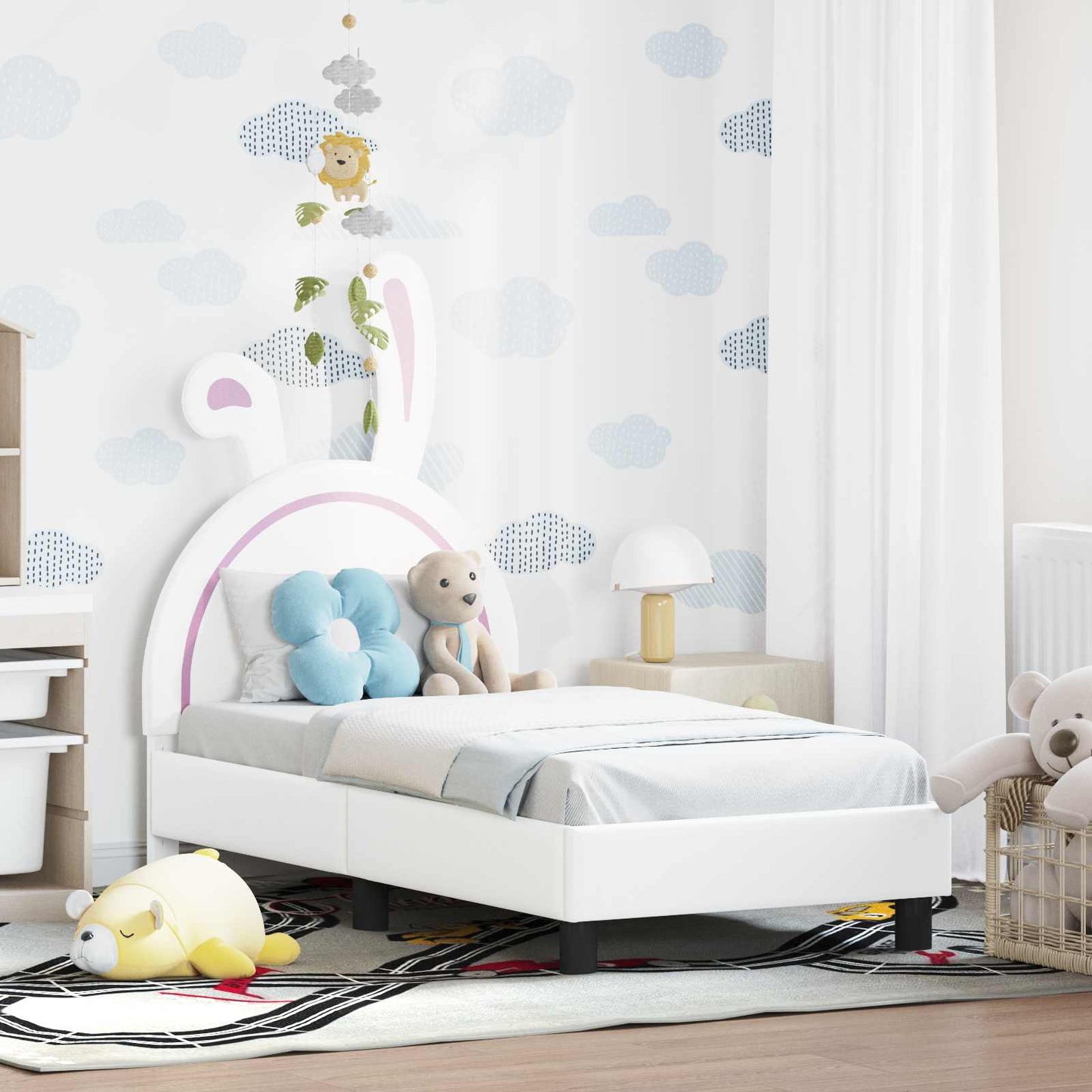 Peuterbedframe met hoofdbord met hoofdeinde Wit 70 x 140 cm PU is nu te koop bij PeponiXL, paradijselijk wonen!