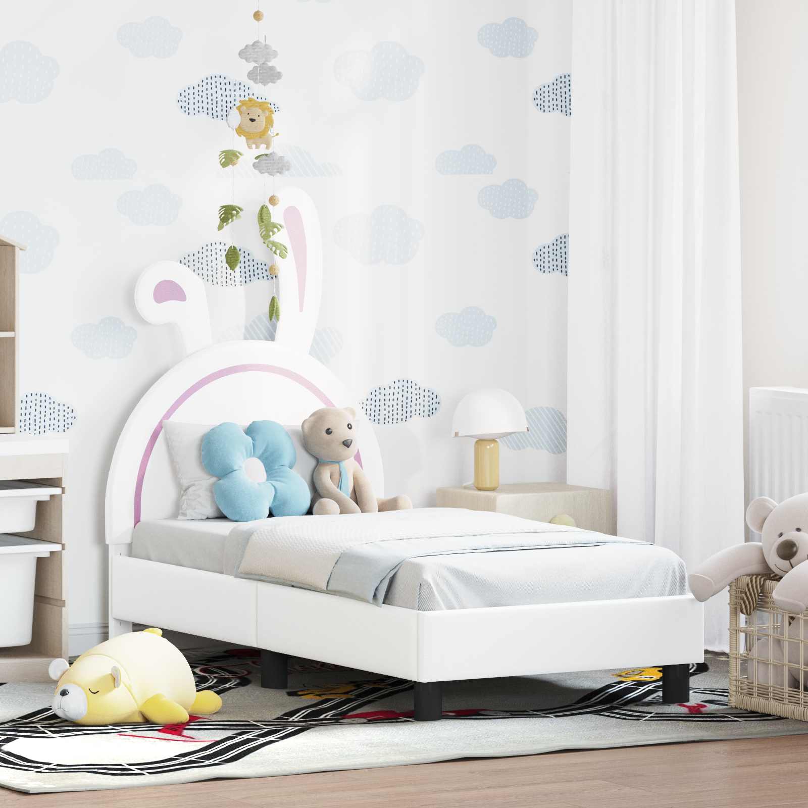 Peuterbedframe met hoofdbord met hoofdeinde Wit 70 x 140 cm PU is nu te koop bij PeponiXL, paradijselijk wonen!