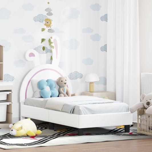 Peuterbedframe met hoofdbord met hoofdeinde Wit 70 x 140 cm PU is nu te koop bij PeponiXL, paradijselijk wonen!