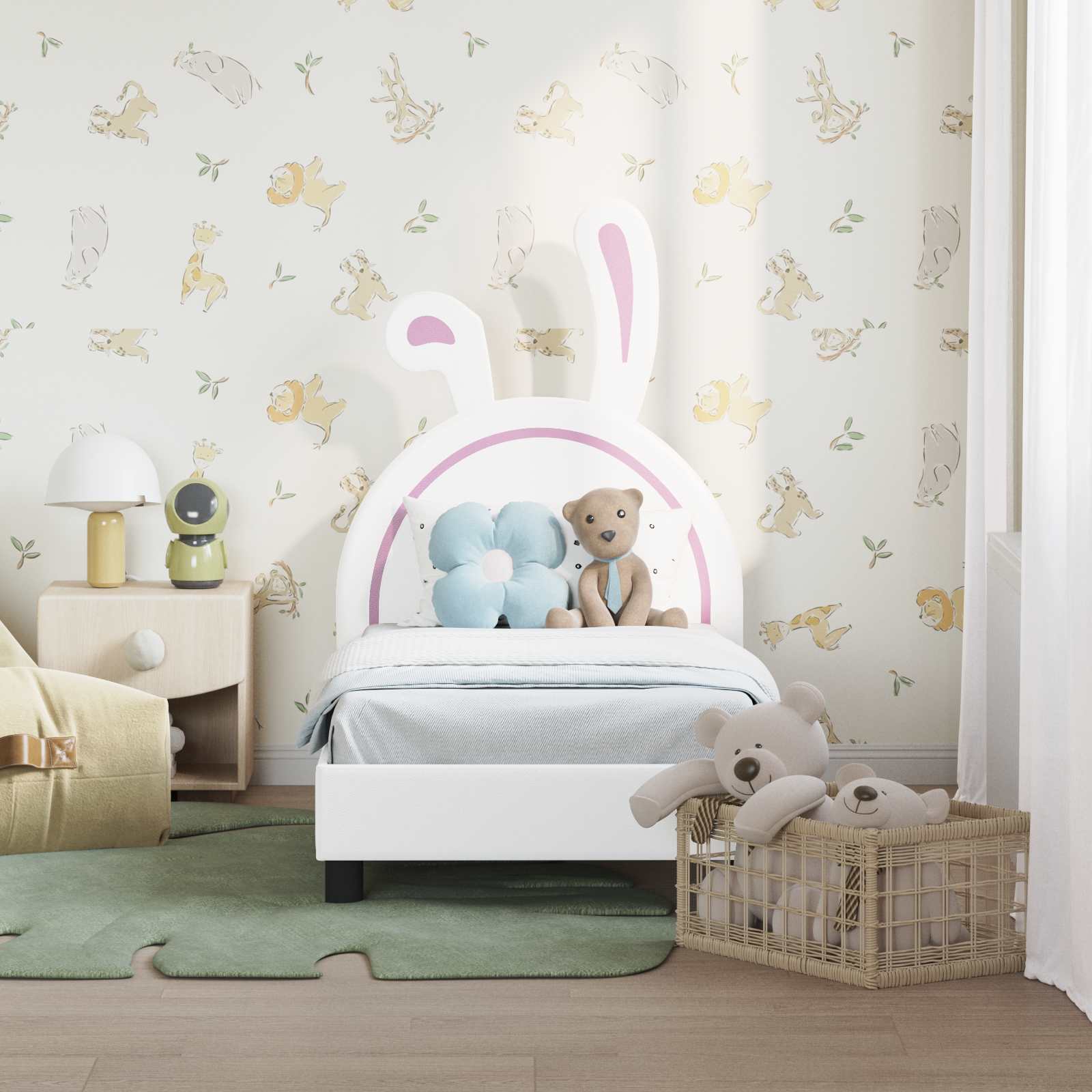 Peuterbedframe met hoofdbord met hoofdeinde Wit 70 x 140 cm PU is nu te koop bij PeponiXL, paradijselijk wonen!