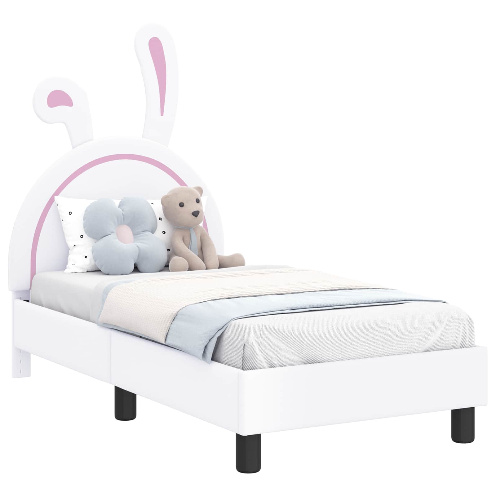 Peuterbedframe met hoofdbord met hoofdeinde Wit 70 x 140 cm PU is nu te koop bij PeponiXL, paradijselijk wonen!