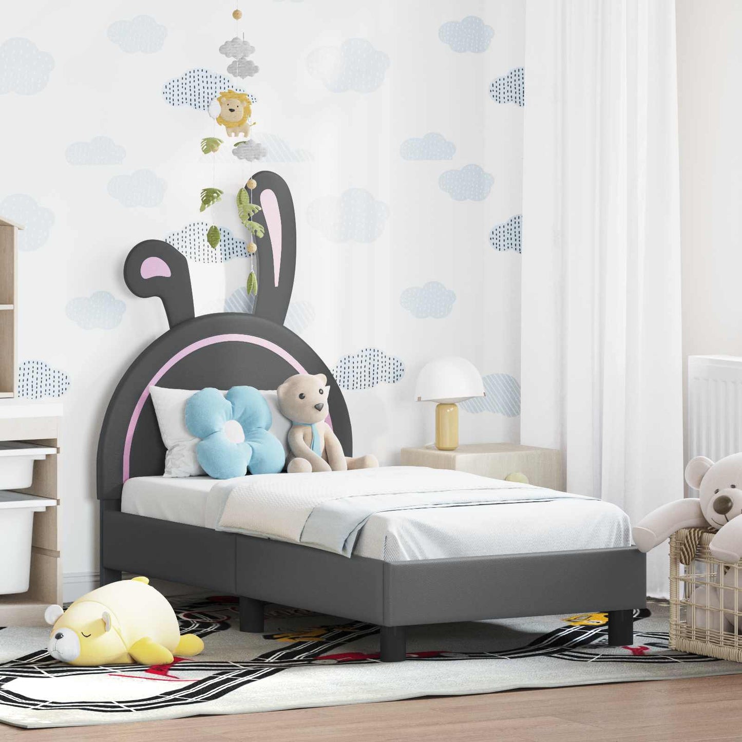 Peuterbedframe met hoofdbord Lichtgrijs 70 x 140 cm PU is nu te koop bij PeponiXL, paradijselijk wonen!