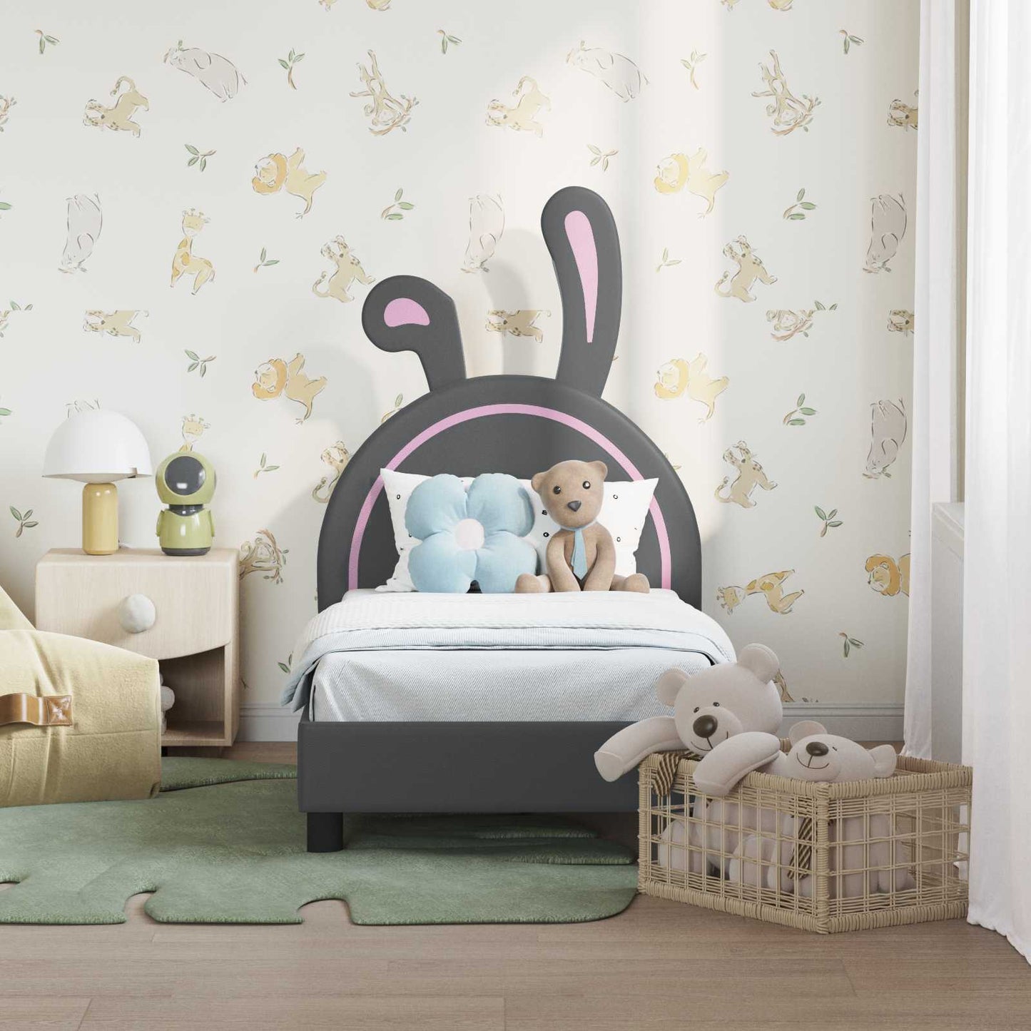 Peuterbedframe met hoofdbord Lichtgrijs 70 x 140 cm PU is nu te koop bij PeponiXL, paradijselijk wonen!
