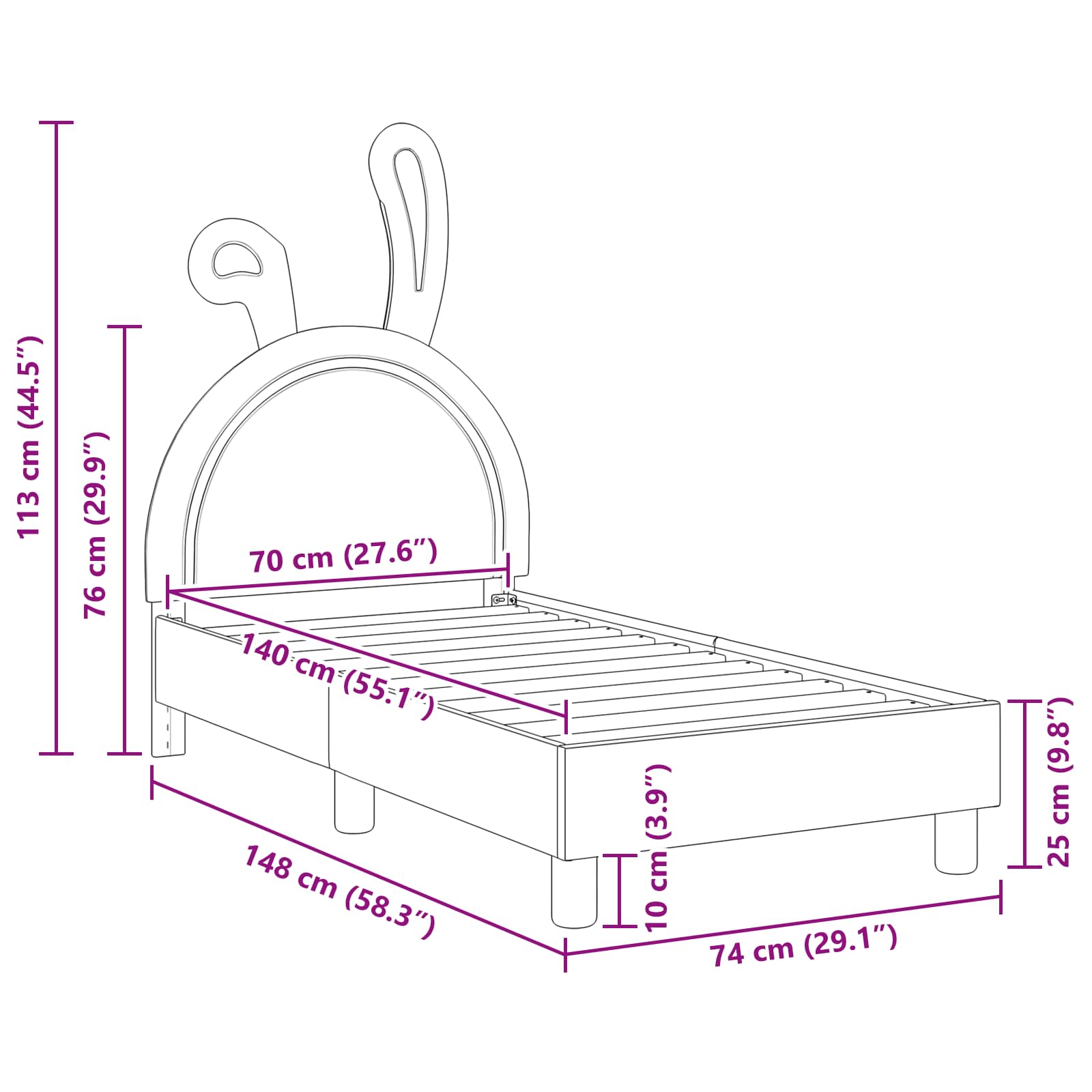 Peuterbedframe met hoofdbord Lichtgrijs 70 x 140 cm PU is nu te koop bij PeponiXL, paradijselijk wonen!