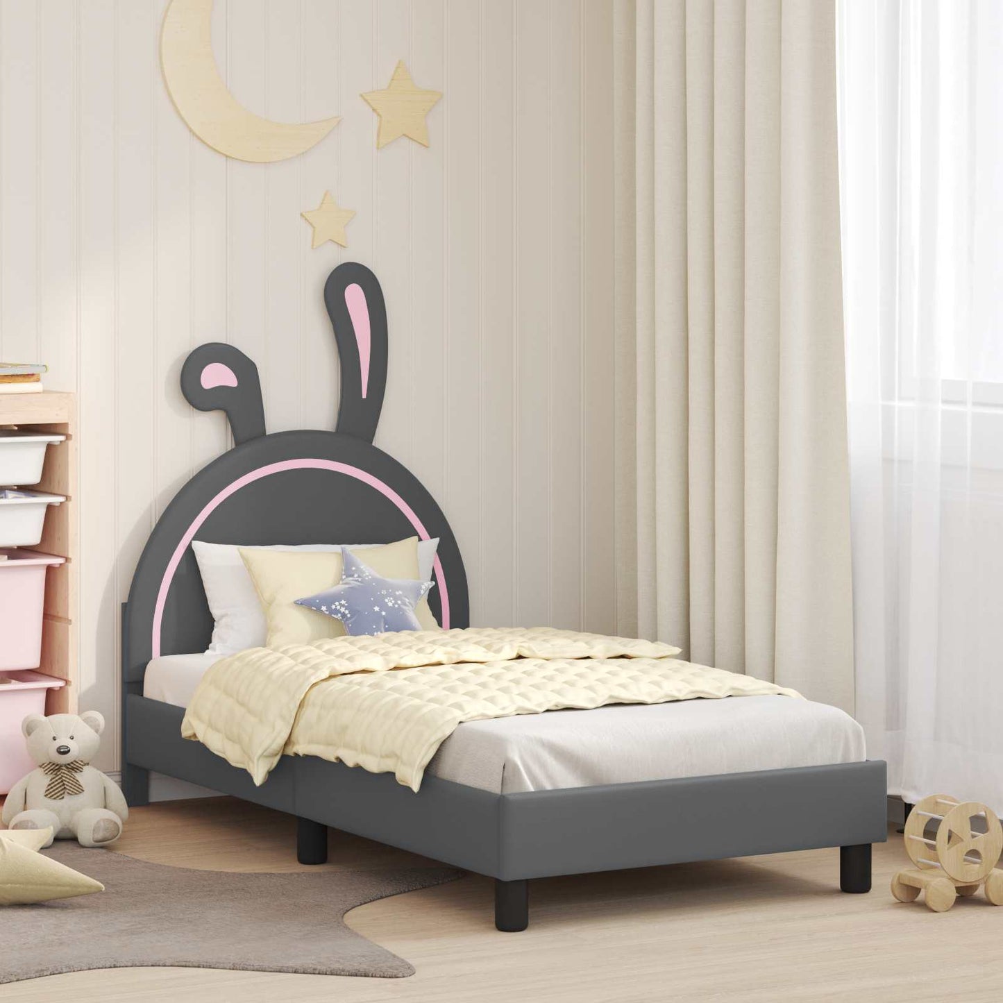 Bedframe voor kinderen met hoofdbord Lichtgrijs 80 x 160 cm PU is nu te koop bij PeponiXL, paradijselijk wonen!