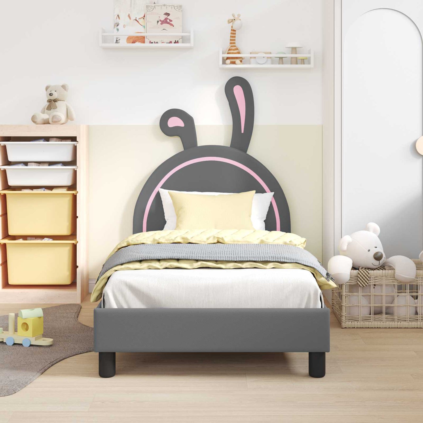 Bedframe voor kinderen met hoofdbord Lichtgrijs 80 x 160 cm PU is nu te koop bij PeponiXL, paradijselijk wonen!