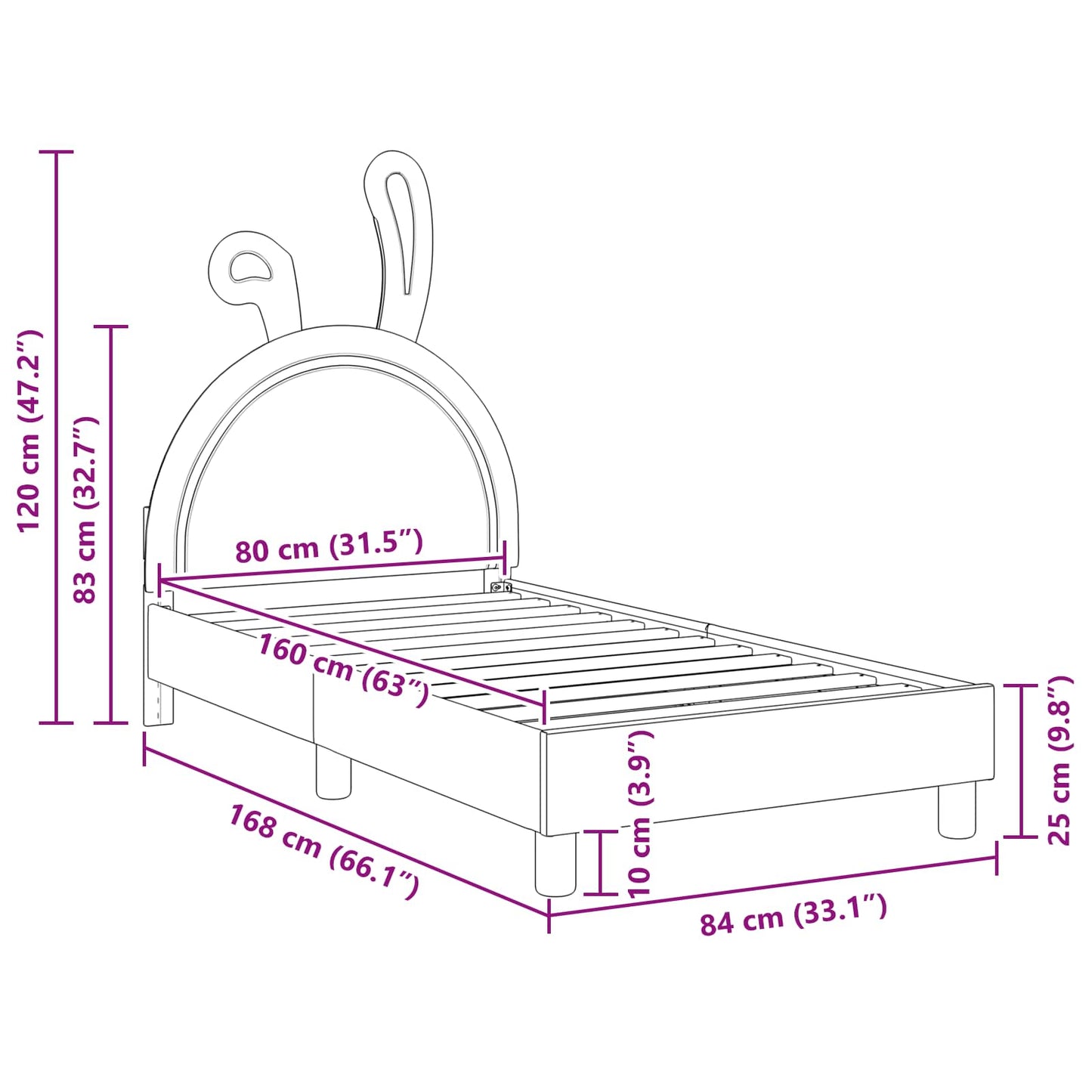 Bedframe voor kinderen met hoofdbord Lichtgrijs 80 x 160 cm PU is nu te koop bij PeponiXL, paradijselijk wonen!