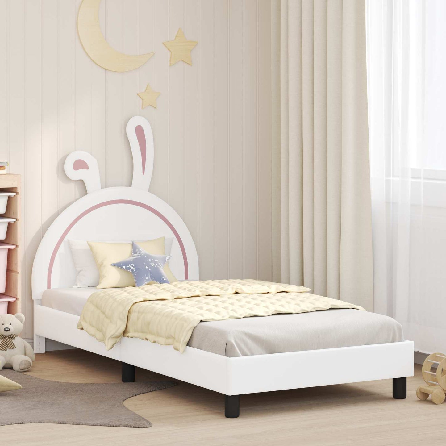 Bedframe voor kinderen met hoofdbord Wit 80 x 200 cm PU is nu te koop bij PeponiXL, paradijselijk wonen!
