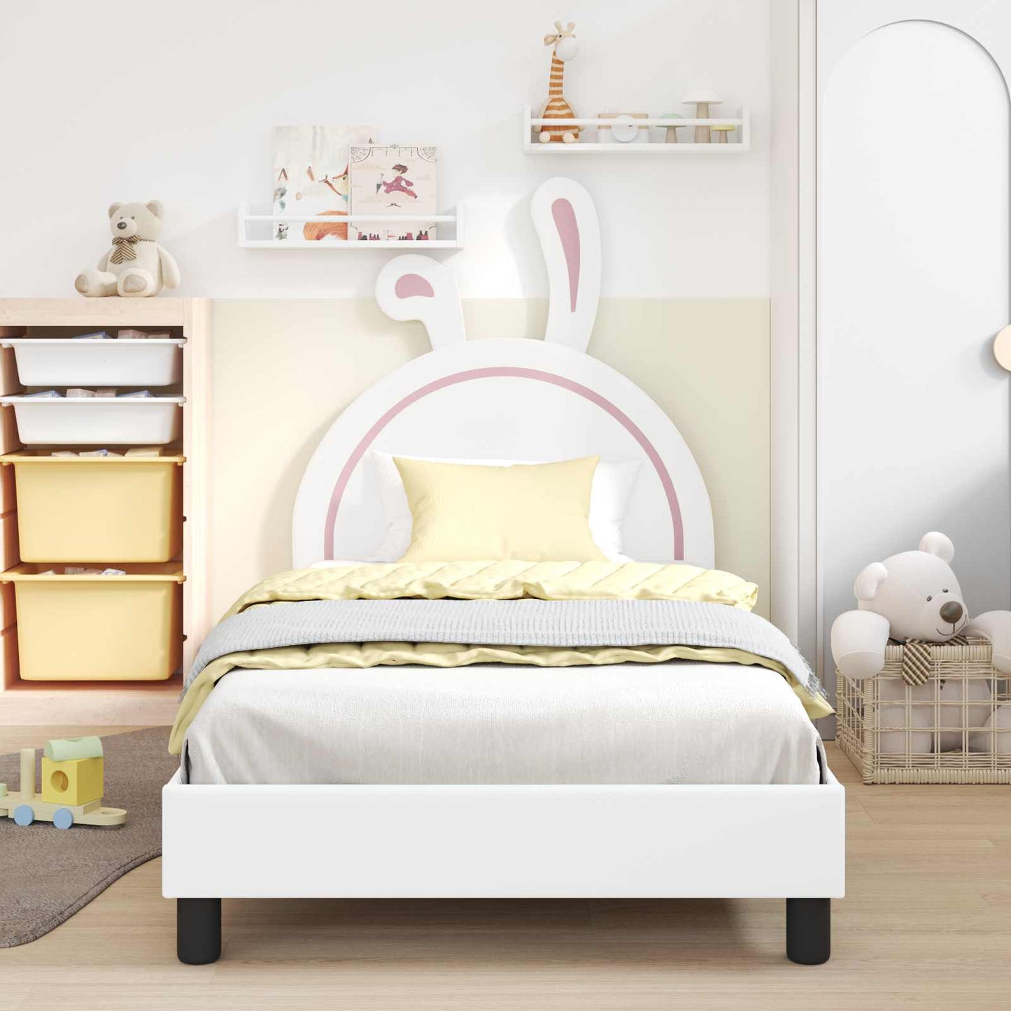 Bedframe voor kinderen met hoofdbord Wit 80 x 200 cm PU is nu te koop bij PeponiXL, paradijselijk wonen!