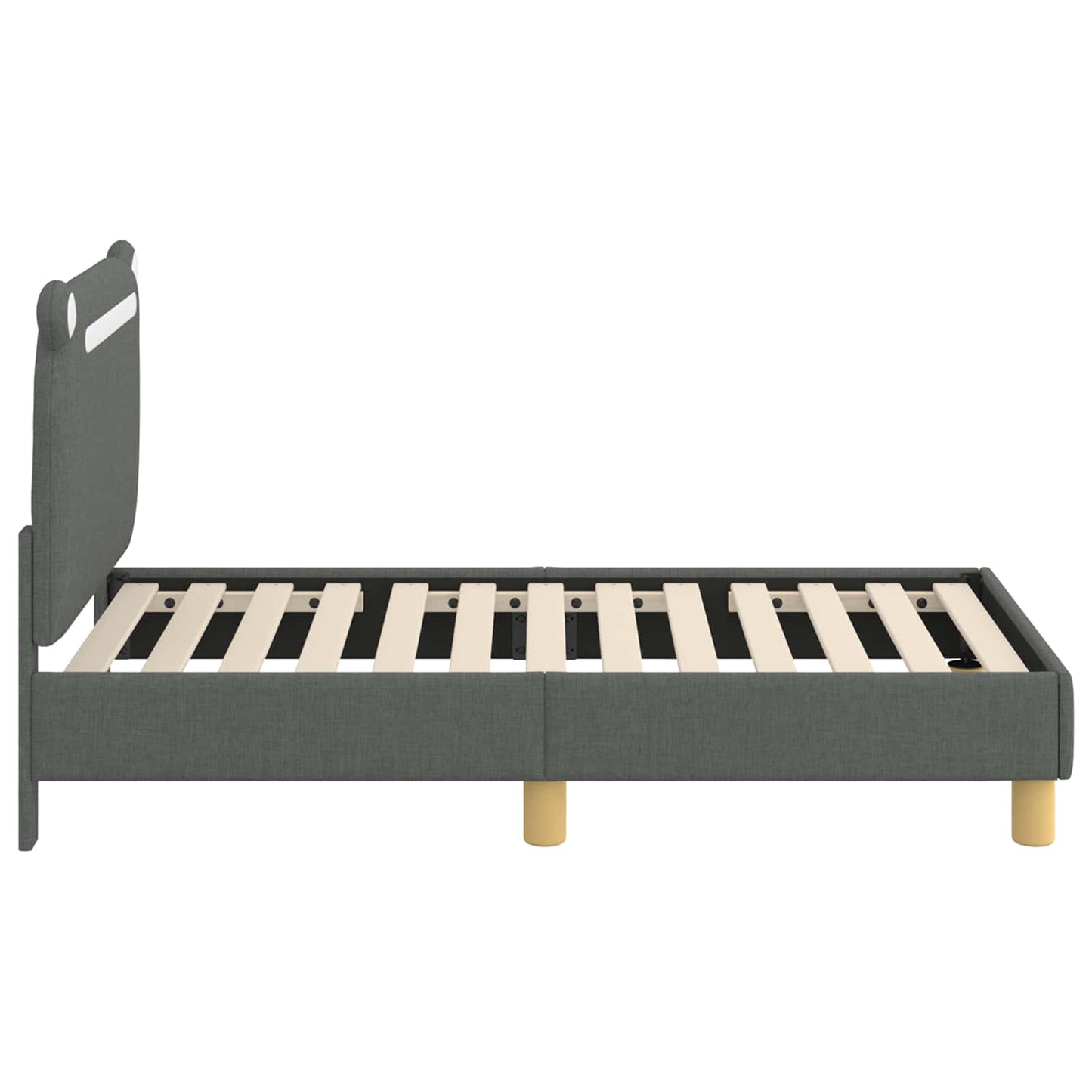 Peuterbedframe met hoofdbord Donkergrijs 70 x 140 cm Stof is nu te koop bij PeponiXL, paradijselijk wonen!