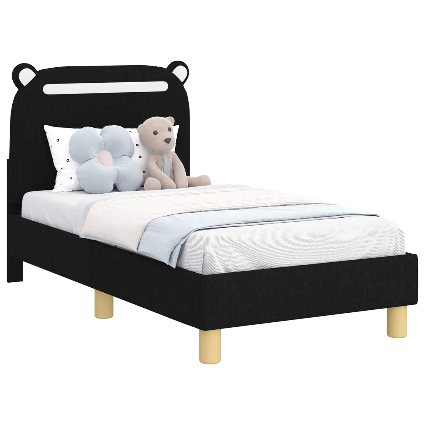 Peuterbedframe met hoofdbord Zwart 70 x 140 cm Stof is nu te koop bij PeponiXL, paradijselijk wonen!