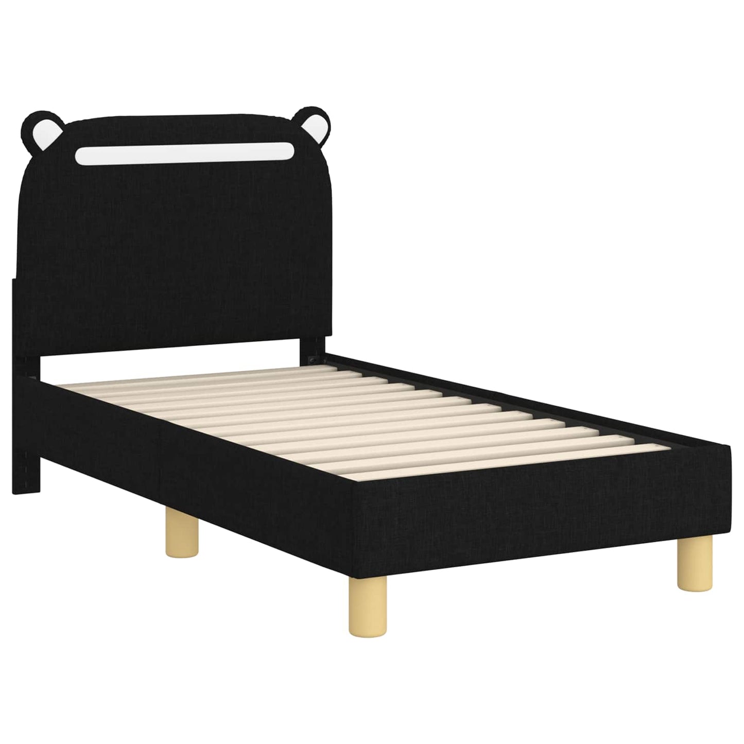 Peuterbedframe met hoofdbord Zwart 70 x 140 cm Stof is nu te koop bij PeponiXL, paradijselijk wonen!