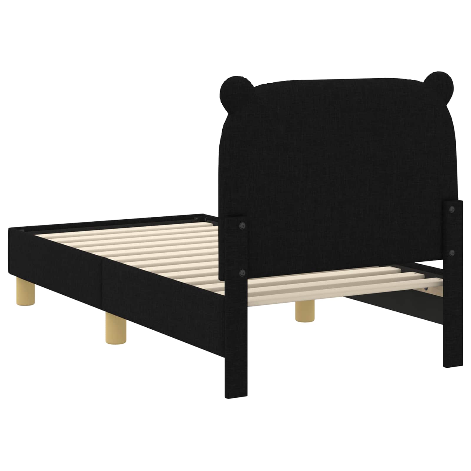 Peuterbedframe met hoofdbord Zwart 70 x 140 cm Stof is nu te koop bij PeponiXL, paradijselijk wonen!