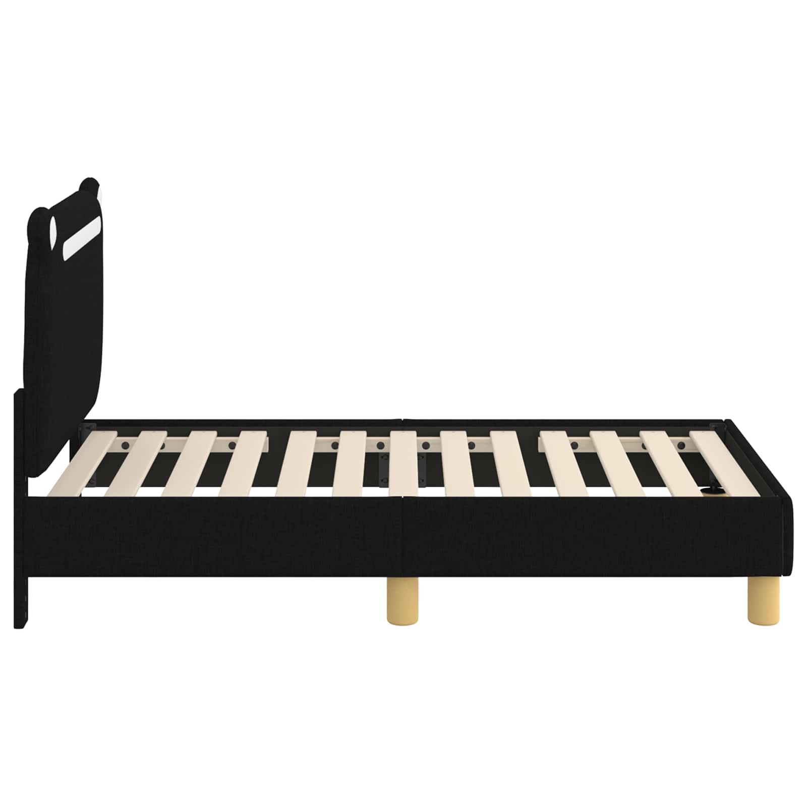 Peuterbedframe met hoofdbord Zwart 70 x 140 cm Stof is nu te koop bij PeponiXL, paradijselijk wonen!