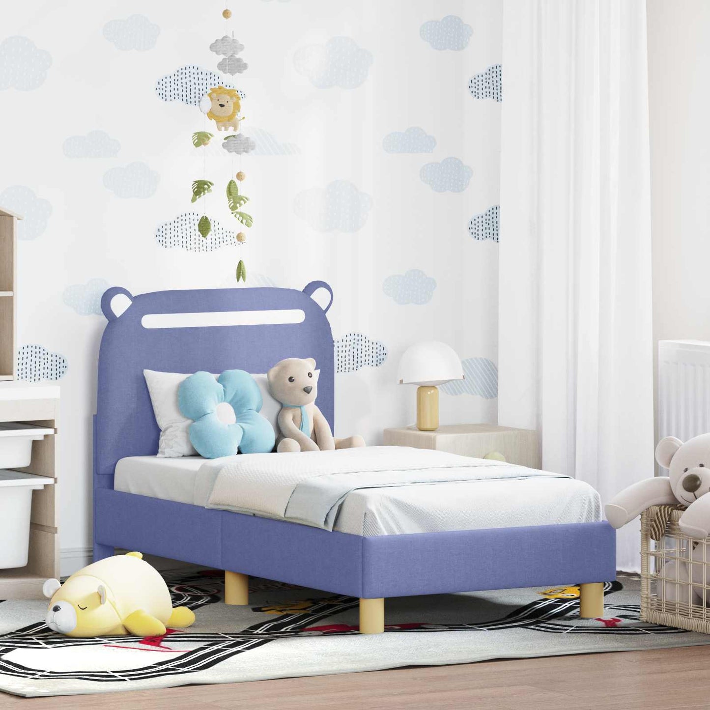 Peuterbedframe met hoofdbord Jeans Blauw 70 x 140 cm Stof is nu te koop bij PeponiXL, paradijselijk wonen!