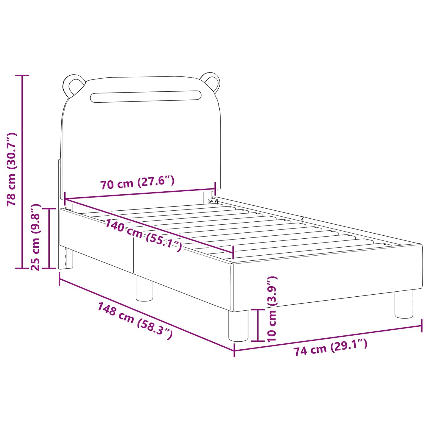 Peuterbedframe met hoofdbord Jeans Blauw 70 x 140 cm Stof is nu te koop bij PeponiXL, paradijselijk wonen!