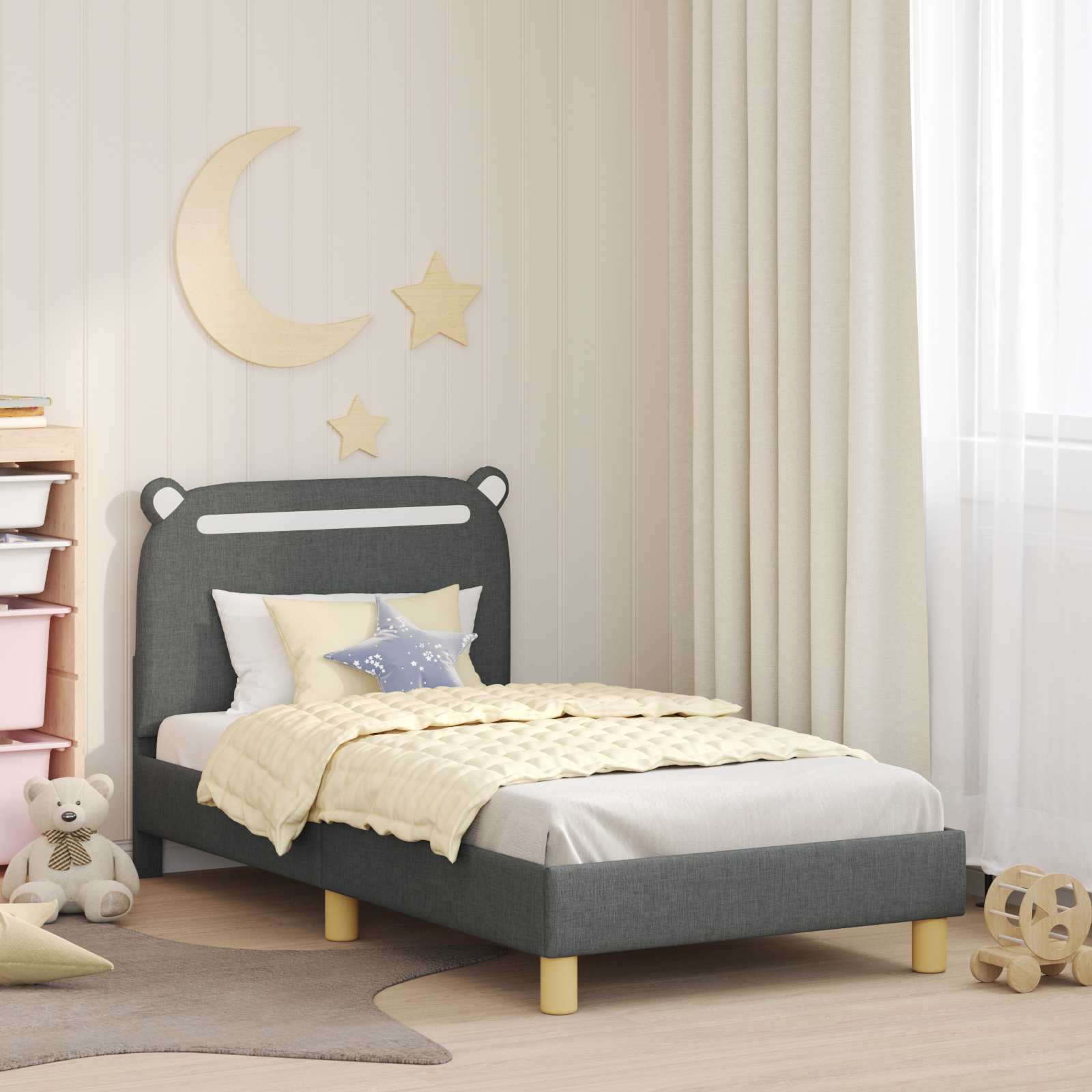 Bedframe voor kinderen met hoofdbord Donkergrijs 80 x 160 cm is nu te koop bij PeponiXL, paradijselijk wonen!