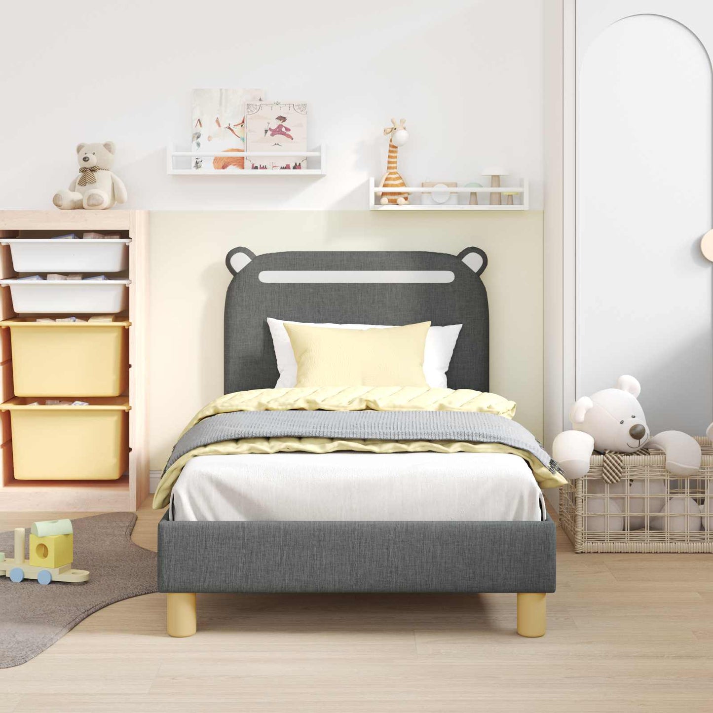 Bedframe voor kinderen met hoofdbord Donkergrijs 80 x 160 cm is nu te koop bij PeponiXL, paradijselijk wonen!