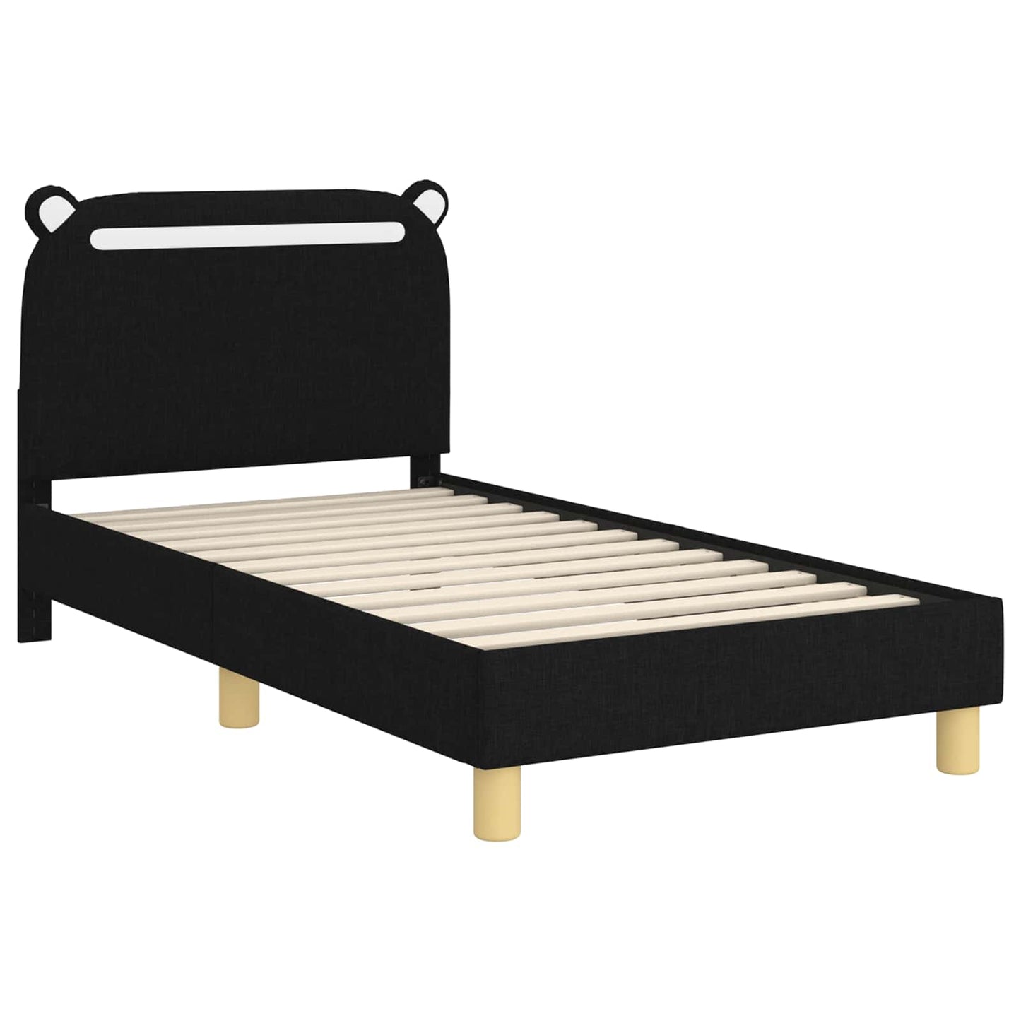 Bedframe voor kinderen met hoofdbord Zwart 80 x 160 cm Stof is nu te koop bij PeponiXL, paradijselijk wonen!