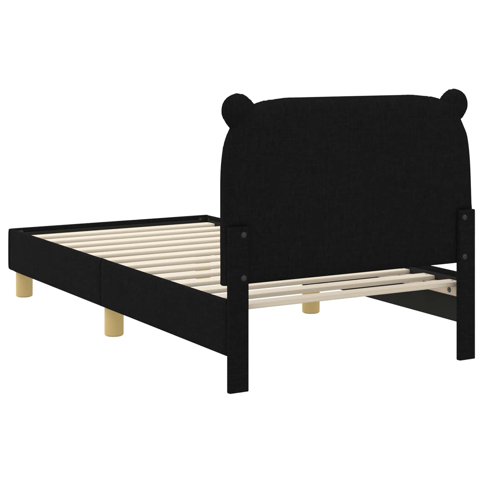 Bedframe voor kinderen met hoofdbord Zwart 80 x 160 cm Stof is nu te koop bij PeponiXL, paradijselijk wonen!