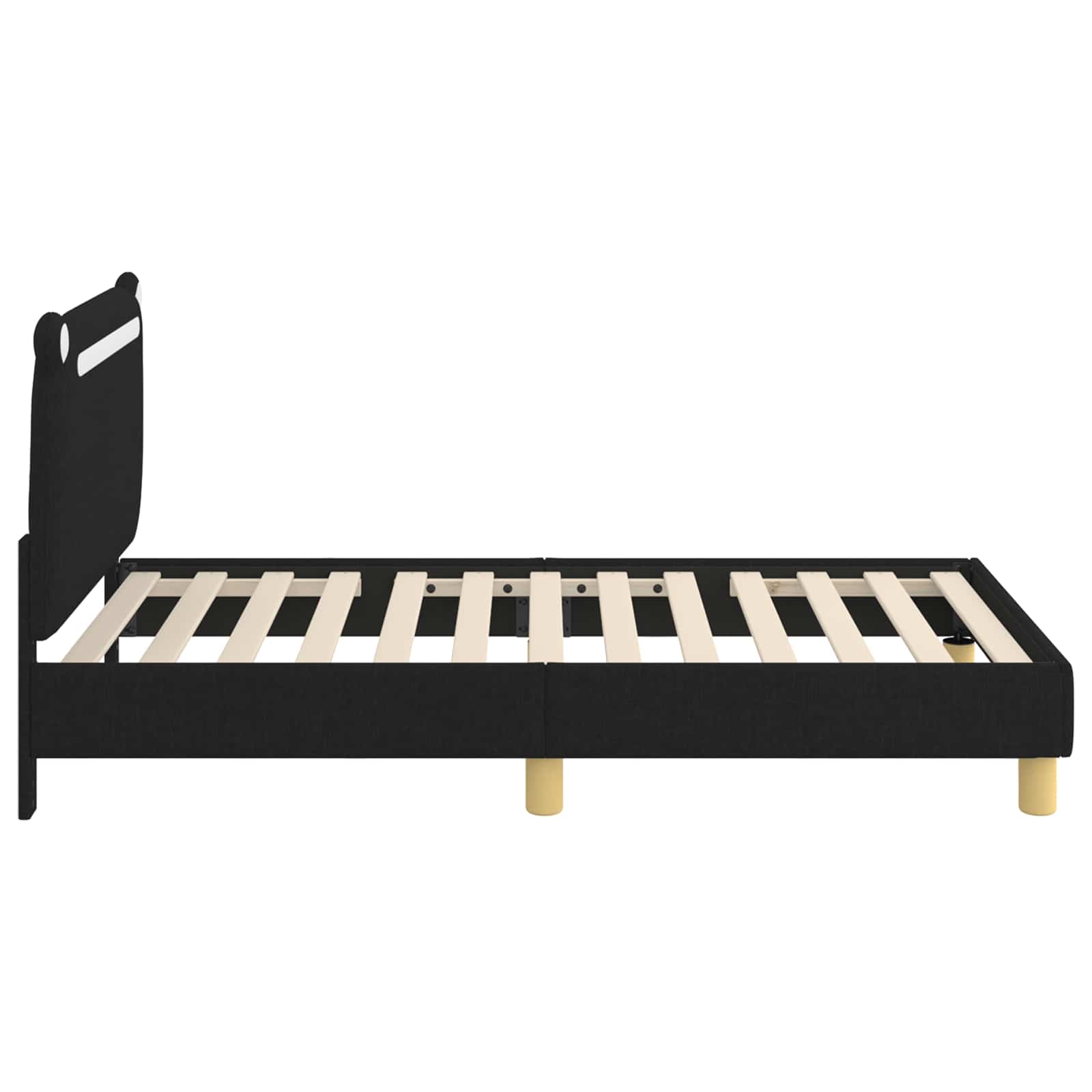 Bedframe voor kinderen met hoofdbord Zwart 80 x 160 cm Stof is nu te koop bij PeponiXL, paradijselijk wonen!