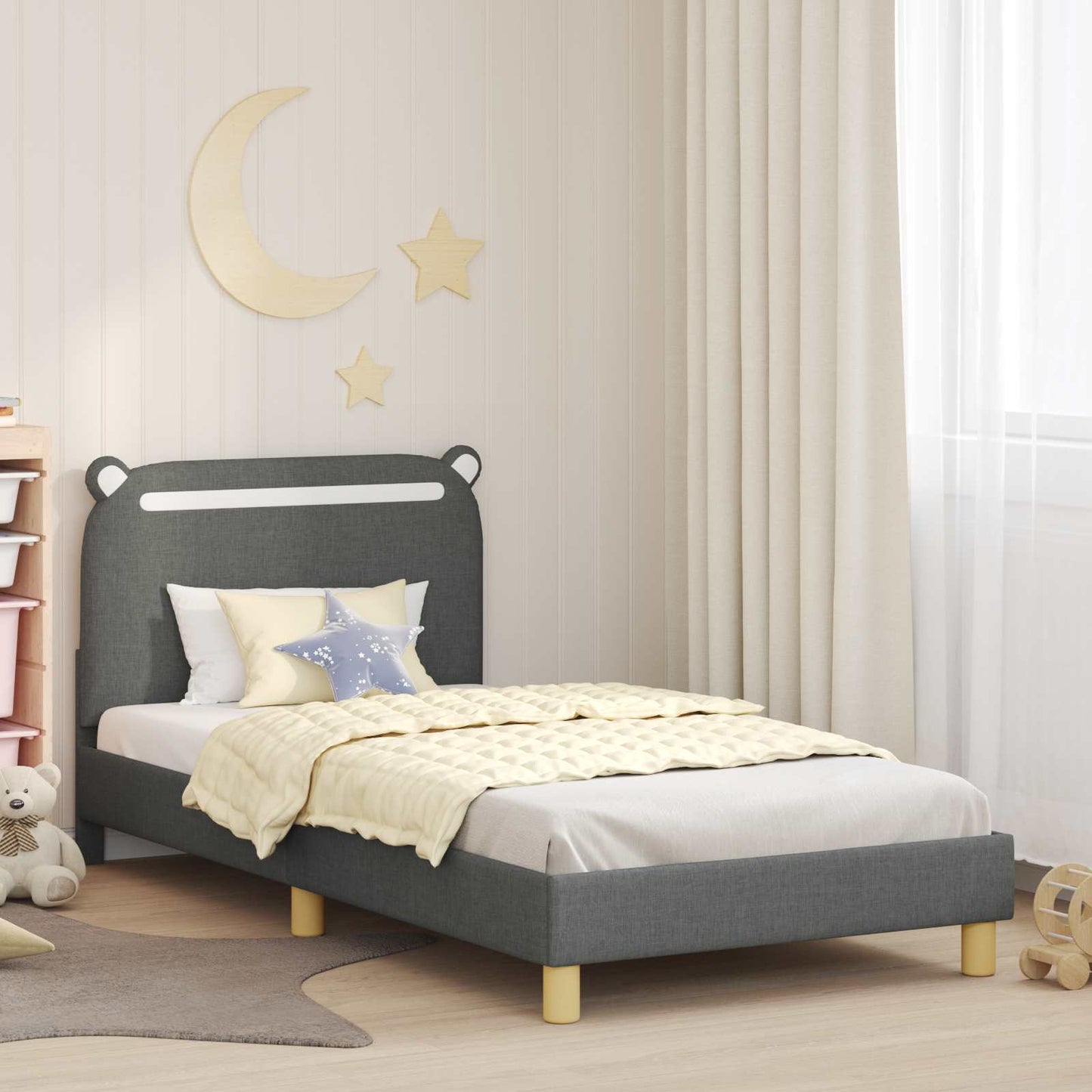 Bedframe voor kinderen met hoofdbord Donkergrijs 80 x 200 cm is nu te koop bij PeponiXL, paradijselijk wonen!