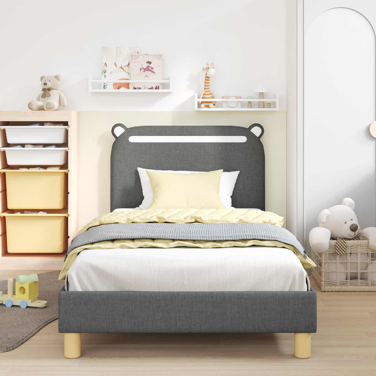 Bedframe voor kinderen met hoofdbord Donkergrijs 80 x 200 cm is nu te koop bij PeponiXL, paradijselijk wonen!