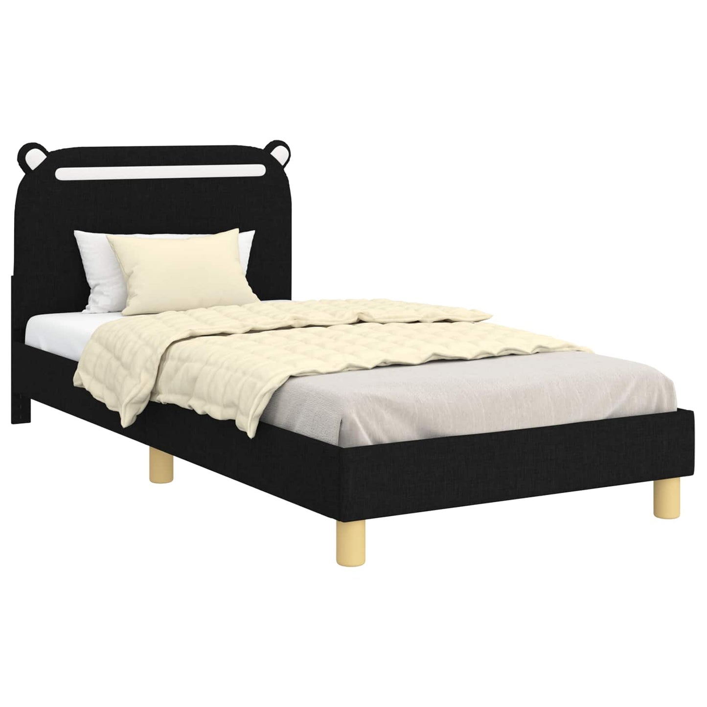Bedframe voor kinderen met hoofdbord Zwart 80 x 200 cm Stof is nu te koop bij PeponiXL, paradijselijk wonen!