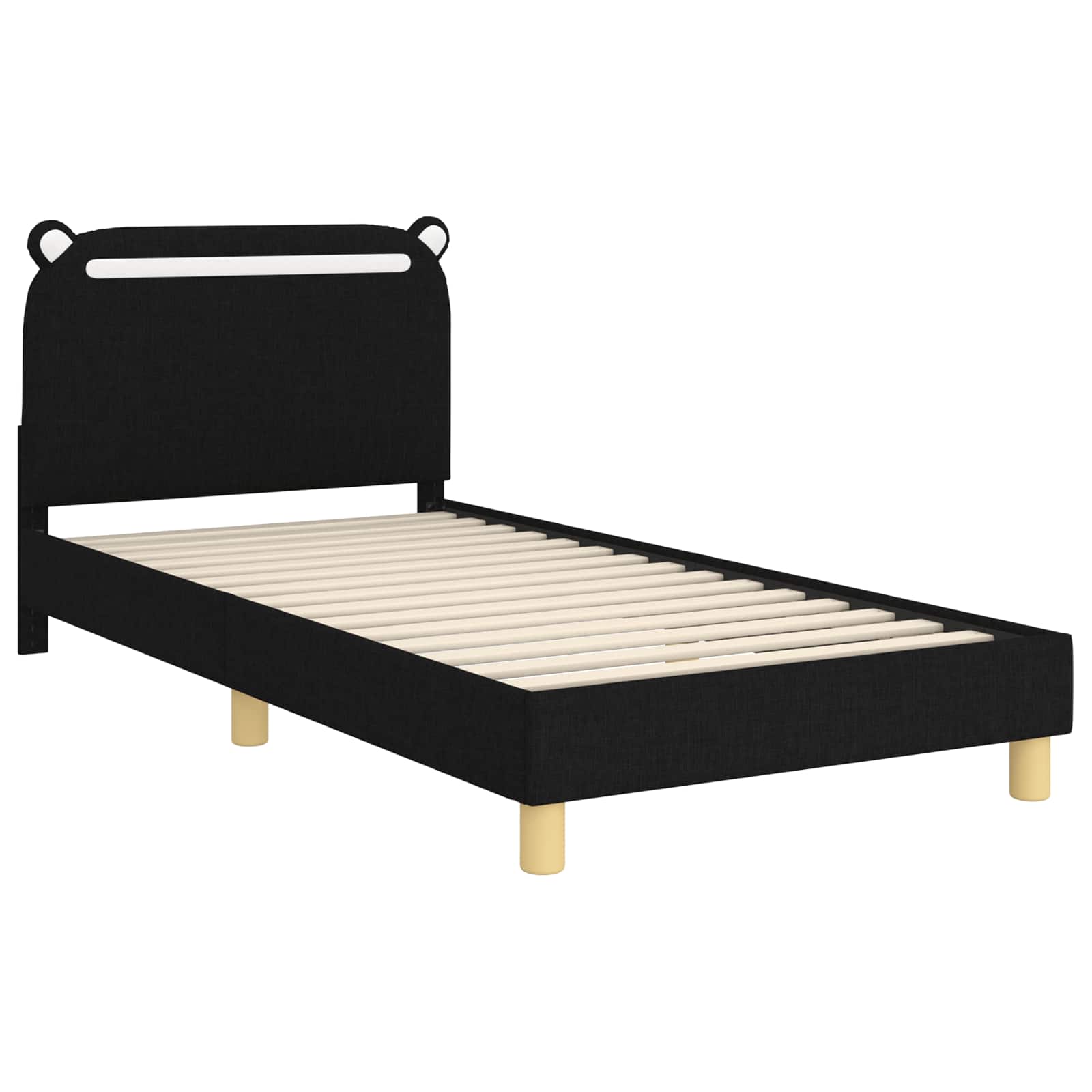 Bedframe voor kinderen met hoofdbord Zwart 80 x 200 cm Stof is nu te koop bij PeponiXL, paradijselijk wonen!