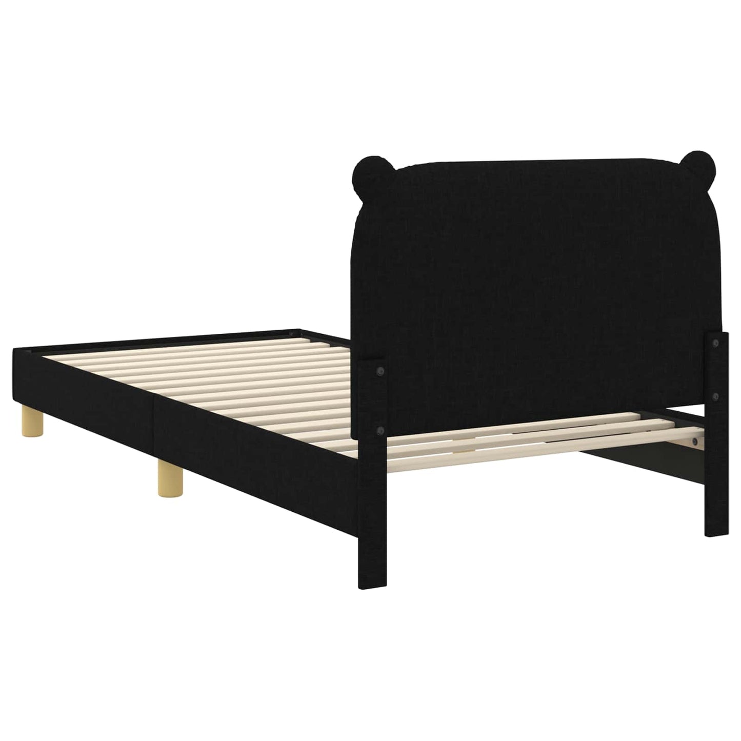 Bedframe voor kinderen met hoofdbord Zwart 90 x 190 cm Stof is nu te koop bij PeponiXL, paradijselijk wonen!