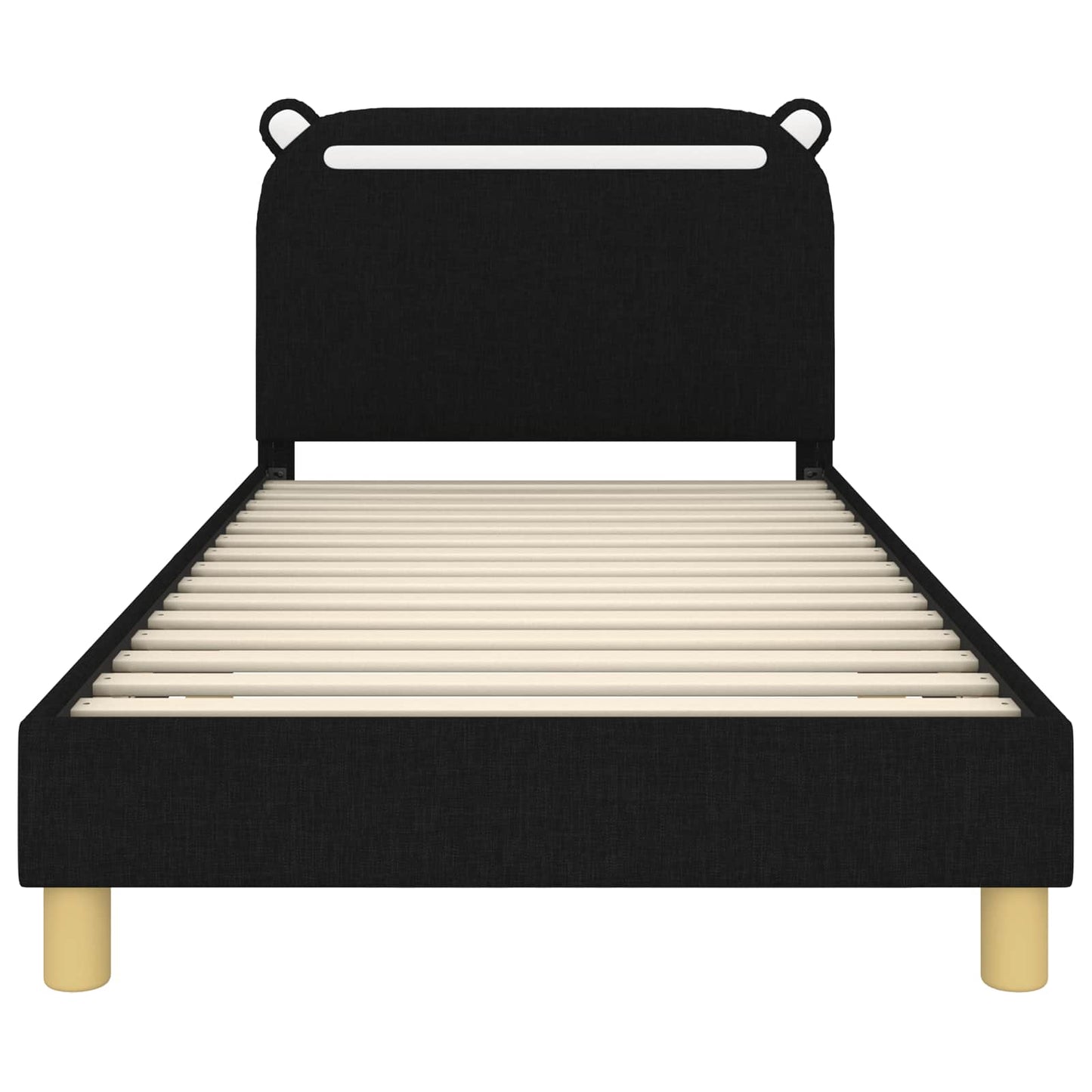 Bedframe voor kinderen met hoofdbord Zwart 90 x 190 cm Stof is nu te koop bij PeponiXL, paradijselijk wonen!