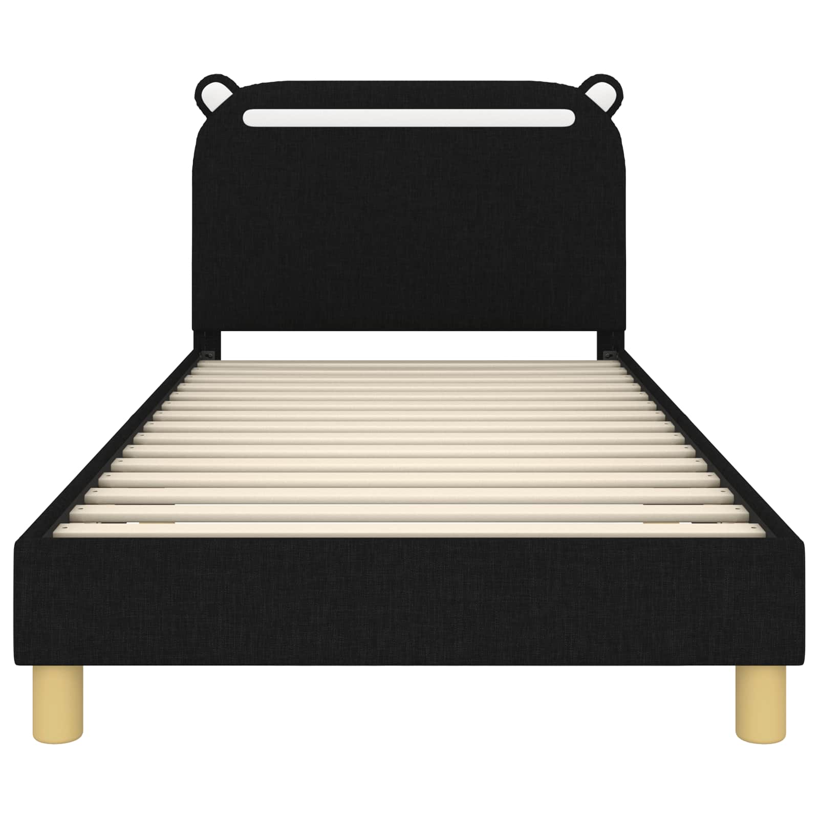 Bedframe voor kinderen met hoofdbord Zwart 90 x 190 cm Stof is nu te koop bij PeponiXL, paradijselijk wonen!